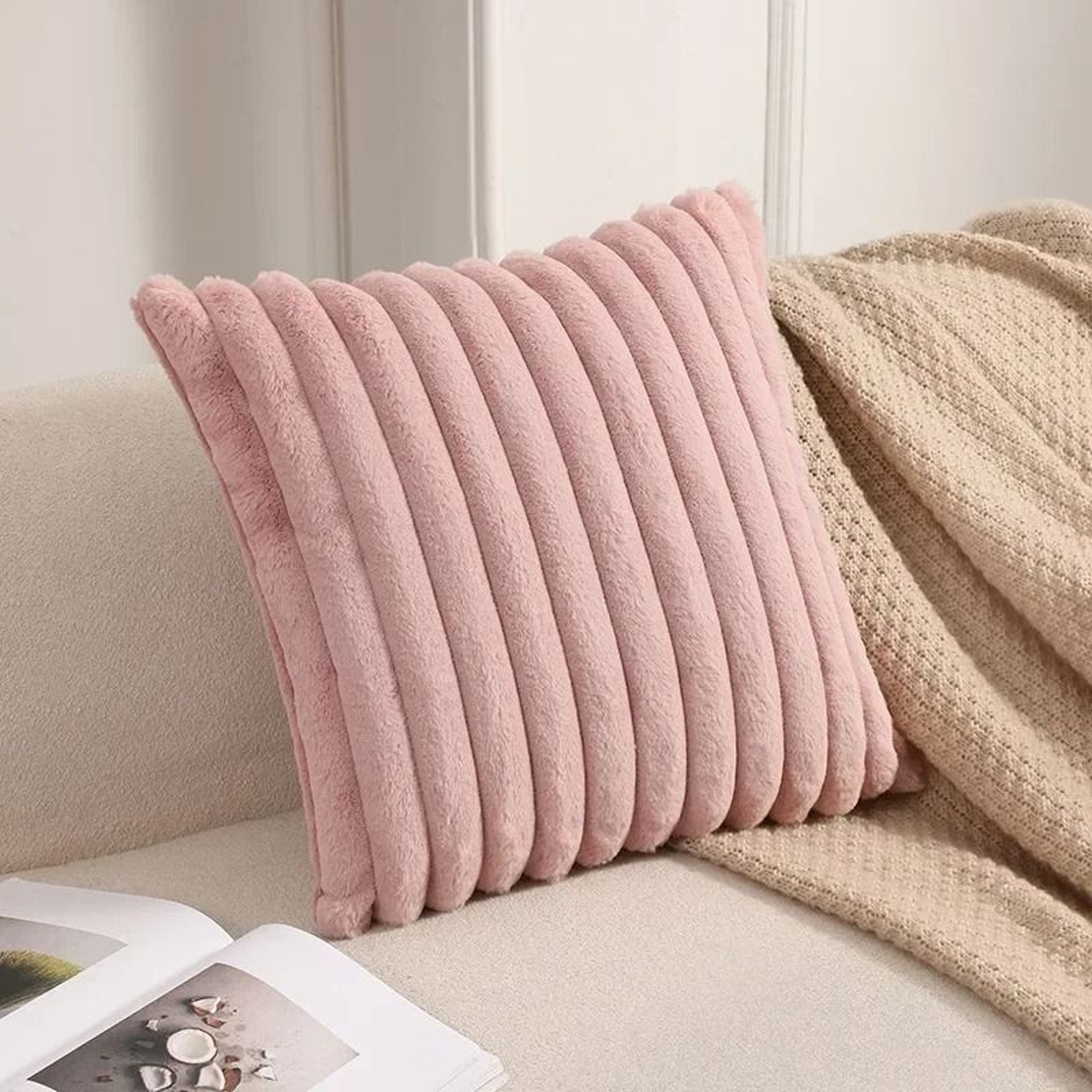 Soft Faux Rabbit Fur Decorative Pillow Cover 12