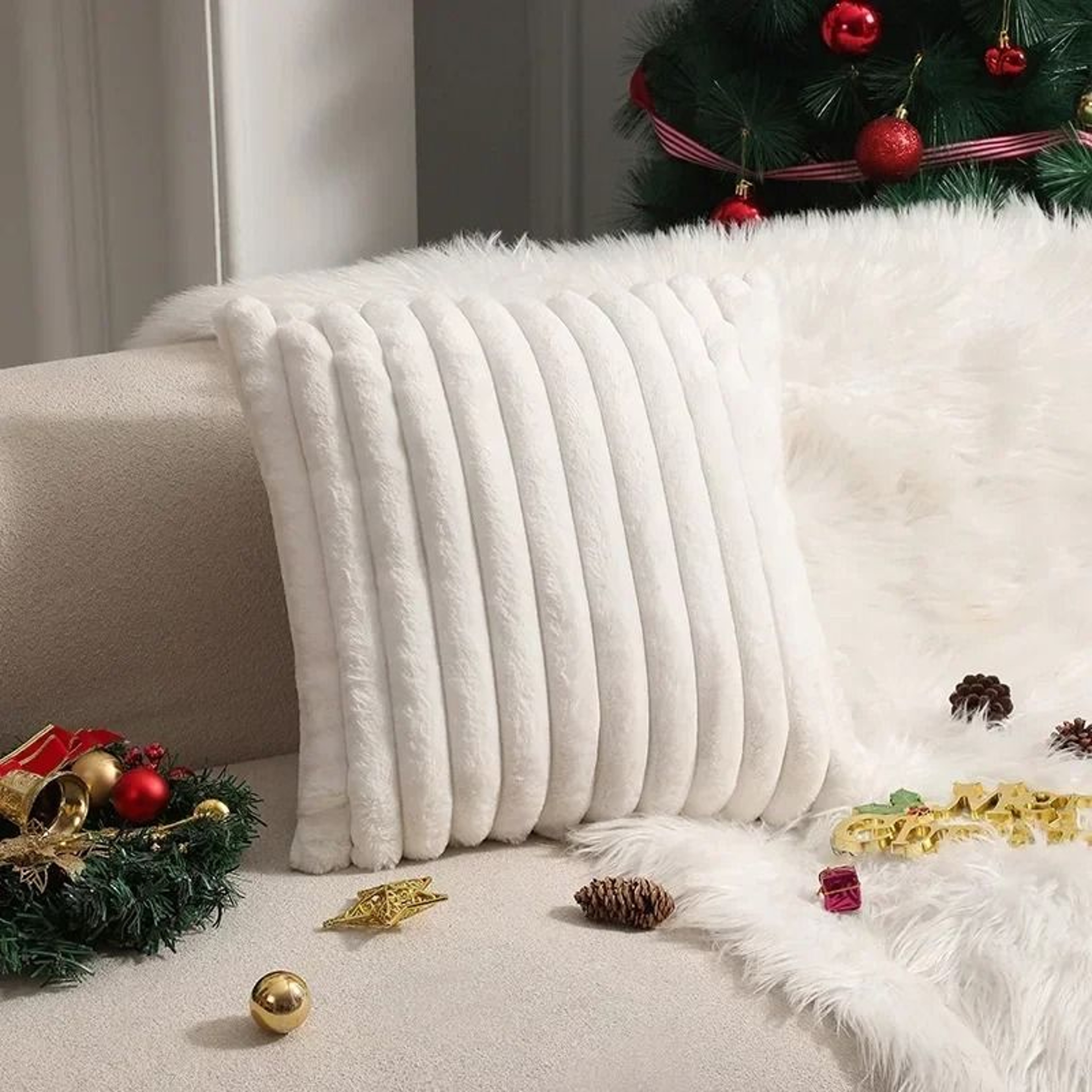 Soft Faux Rabbit Fur Decorative Pillow Cover 7