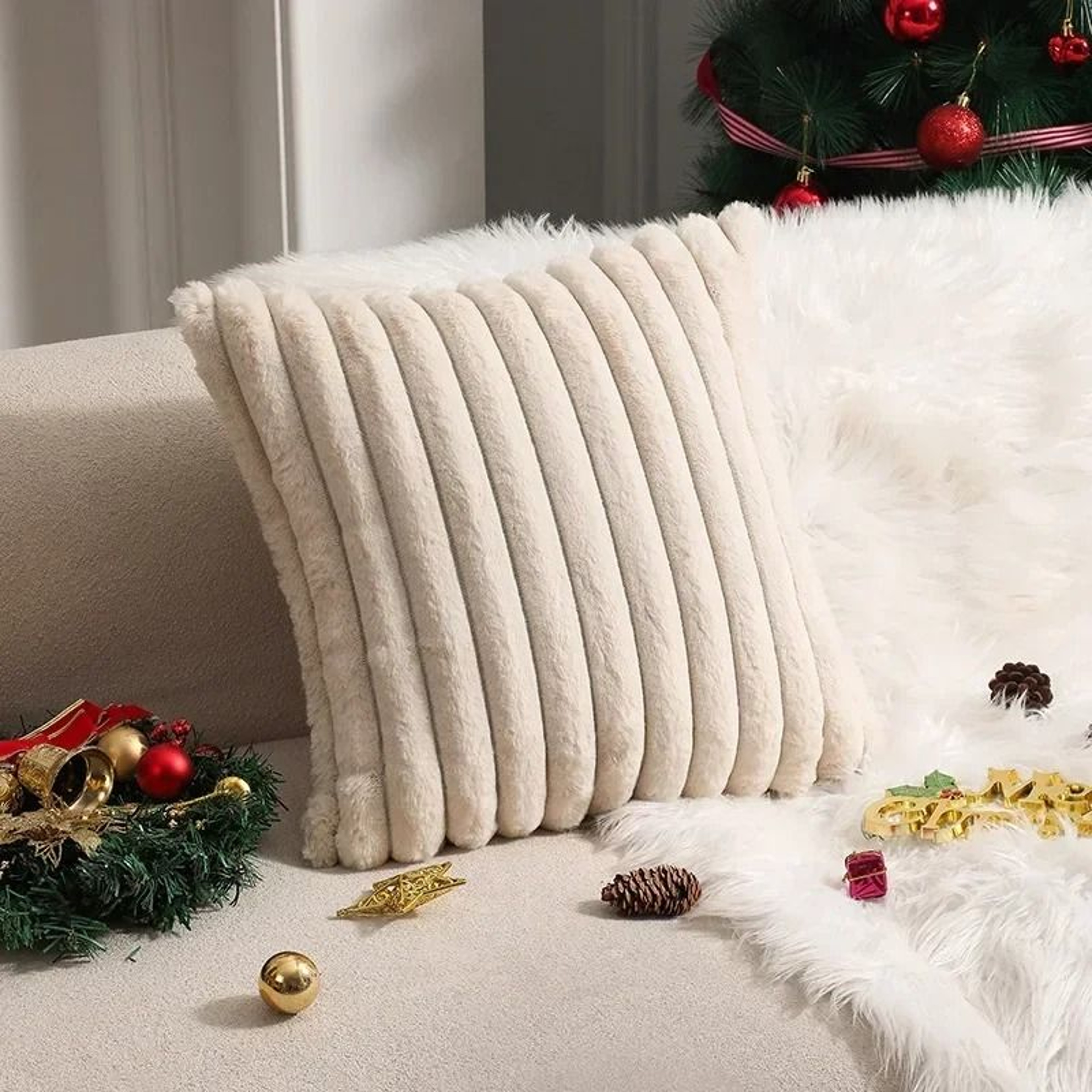 Soft Faux Rabbit Fur Decorative Pillow Cover 8