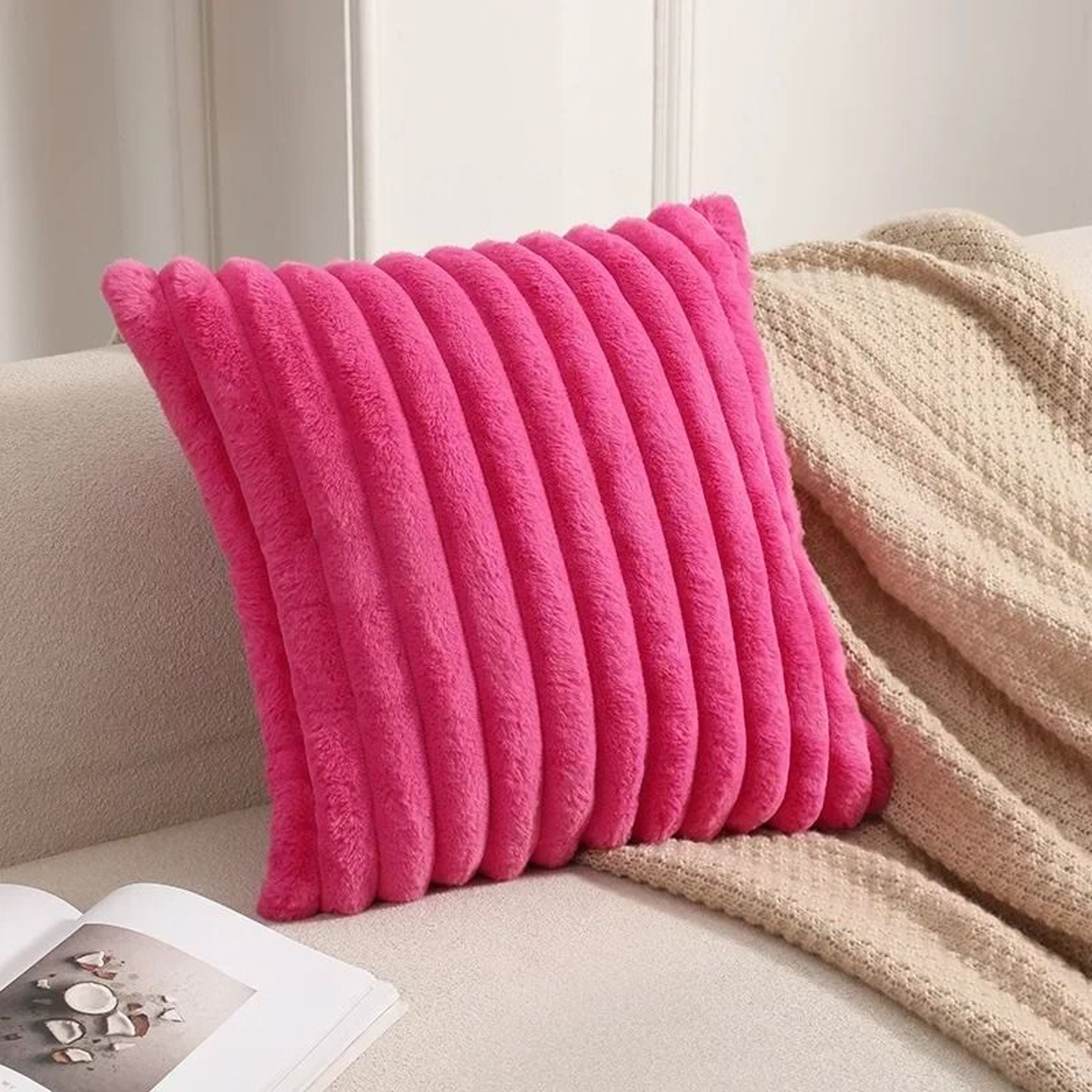 Soft Faux Rabbit Fur Decorative Pillow Cover 13