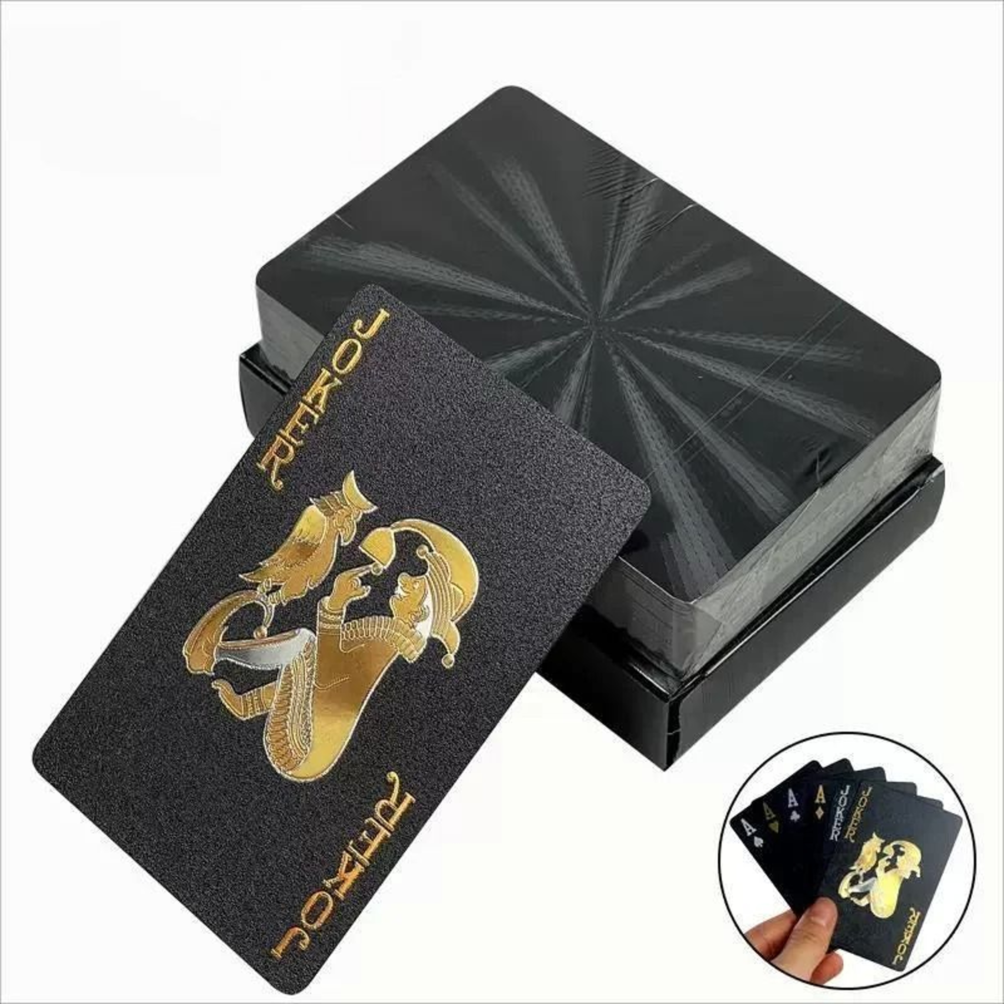 Black Gold Waterproof Playing Cards Poker Set 0