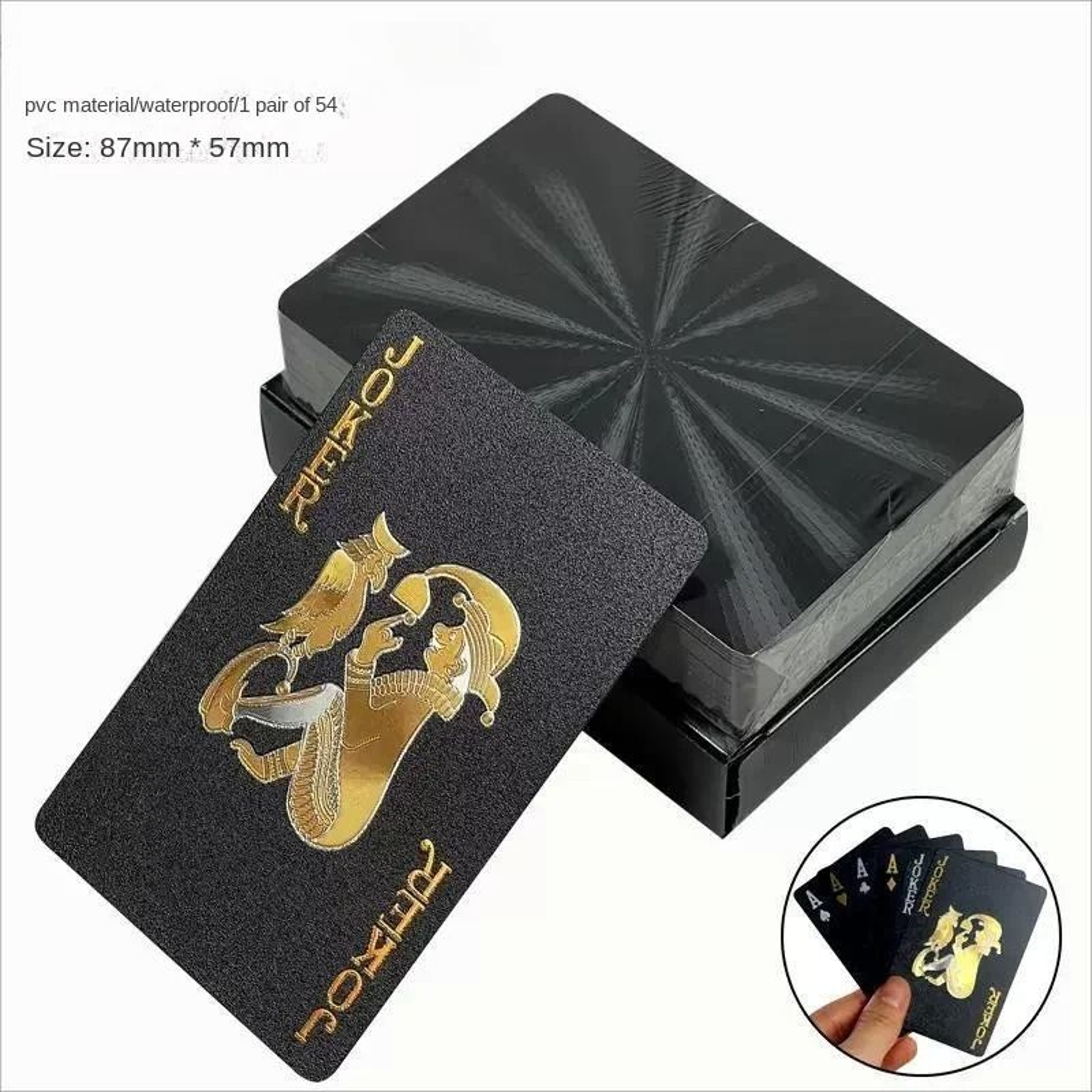 Black Gold Waterproof Playing Cards Poker Set 8