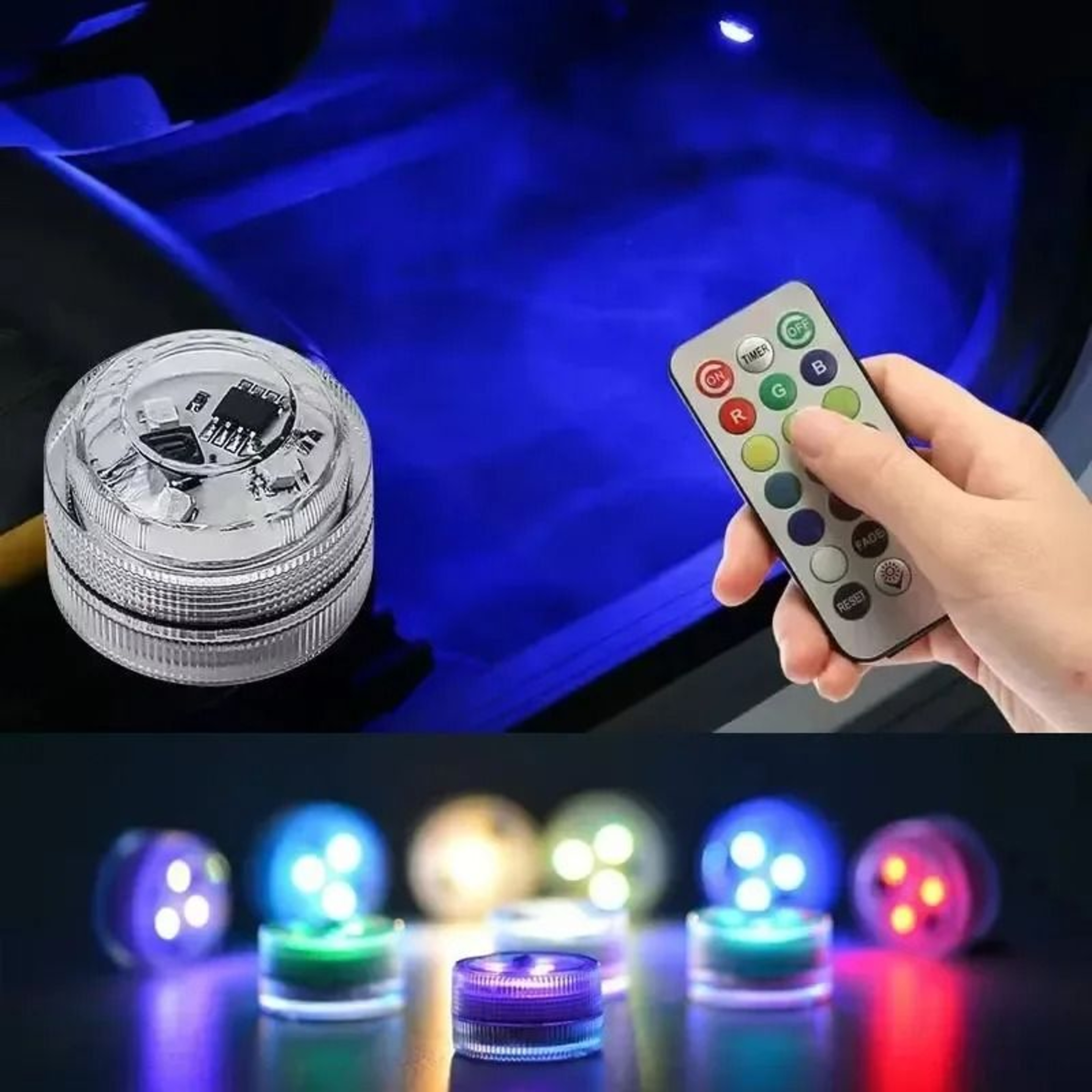 Wireless LED Car Interior Ambient Lights With Remote Control Battery Powered 0
