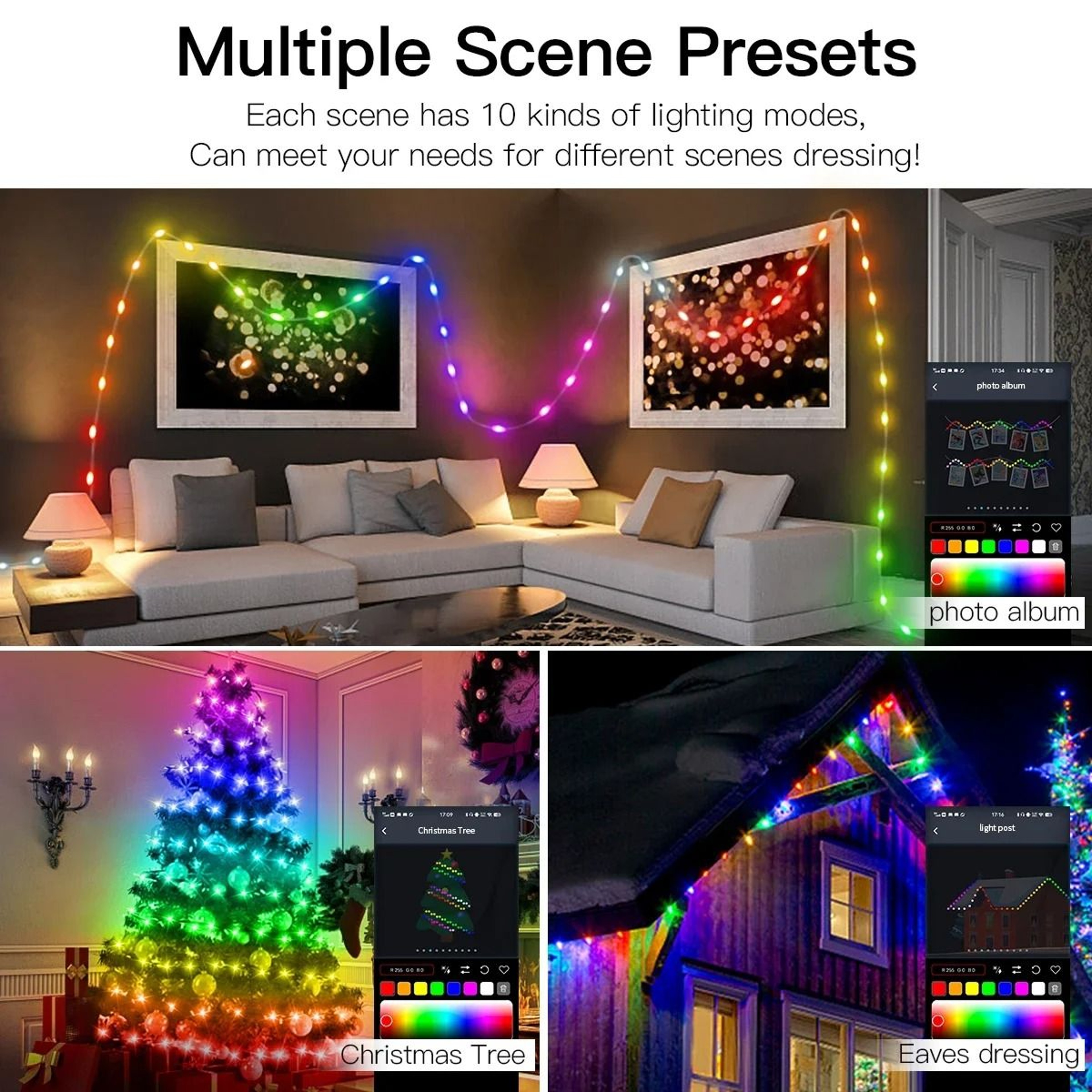 RGBIC Bluetooth LED String Lights With Music Sync USB Fairy Lights 4