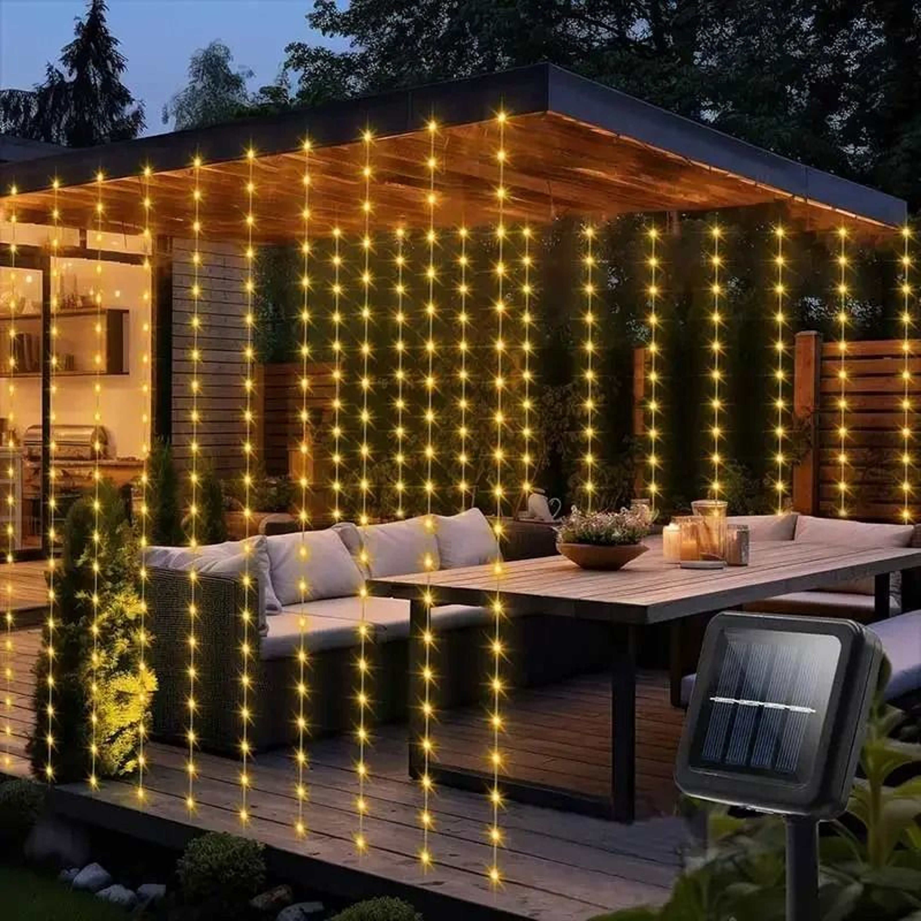 300 LED Solar Curtain Fairy Lights Waterproof Outdoor Window And Garden String Lights 6