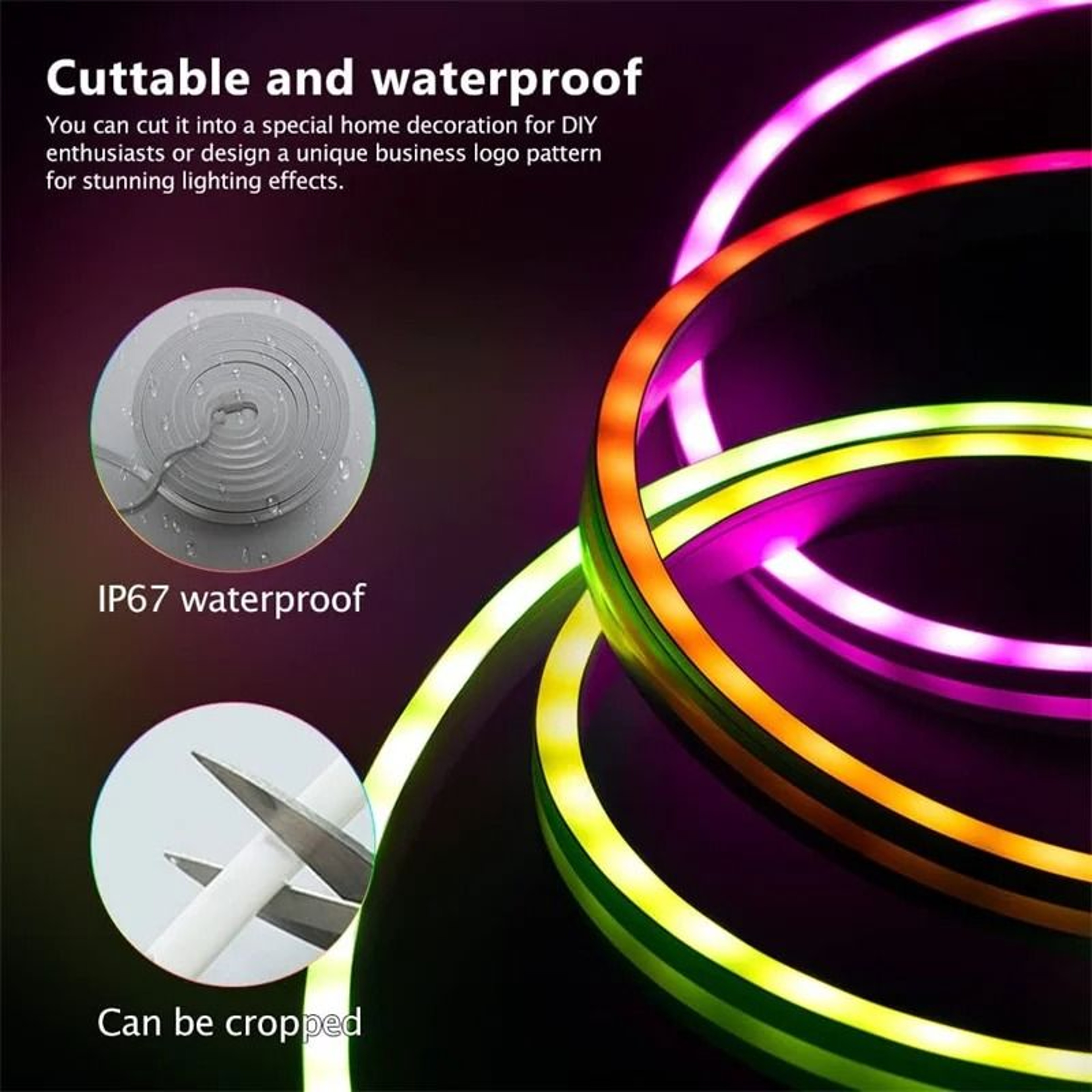 TUYA RGBIC Neon LED Strip Lights With Music Sync Smart App Controlled Room Lighting 3
