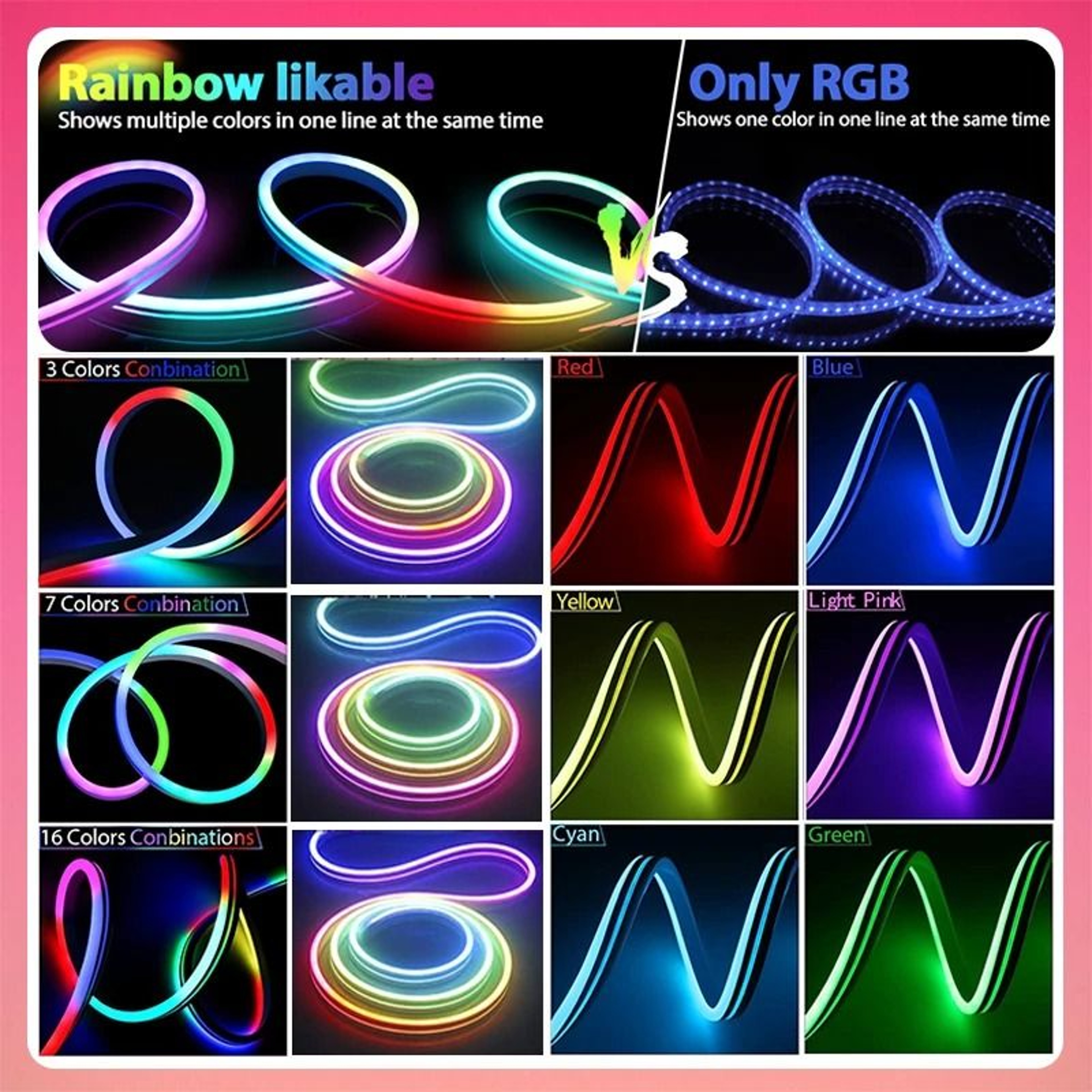 TUYA RGBIC Neon LED Strip Lights With Music Sync Smart App Controlled Room Lighting 5