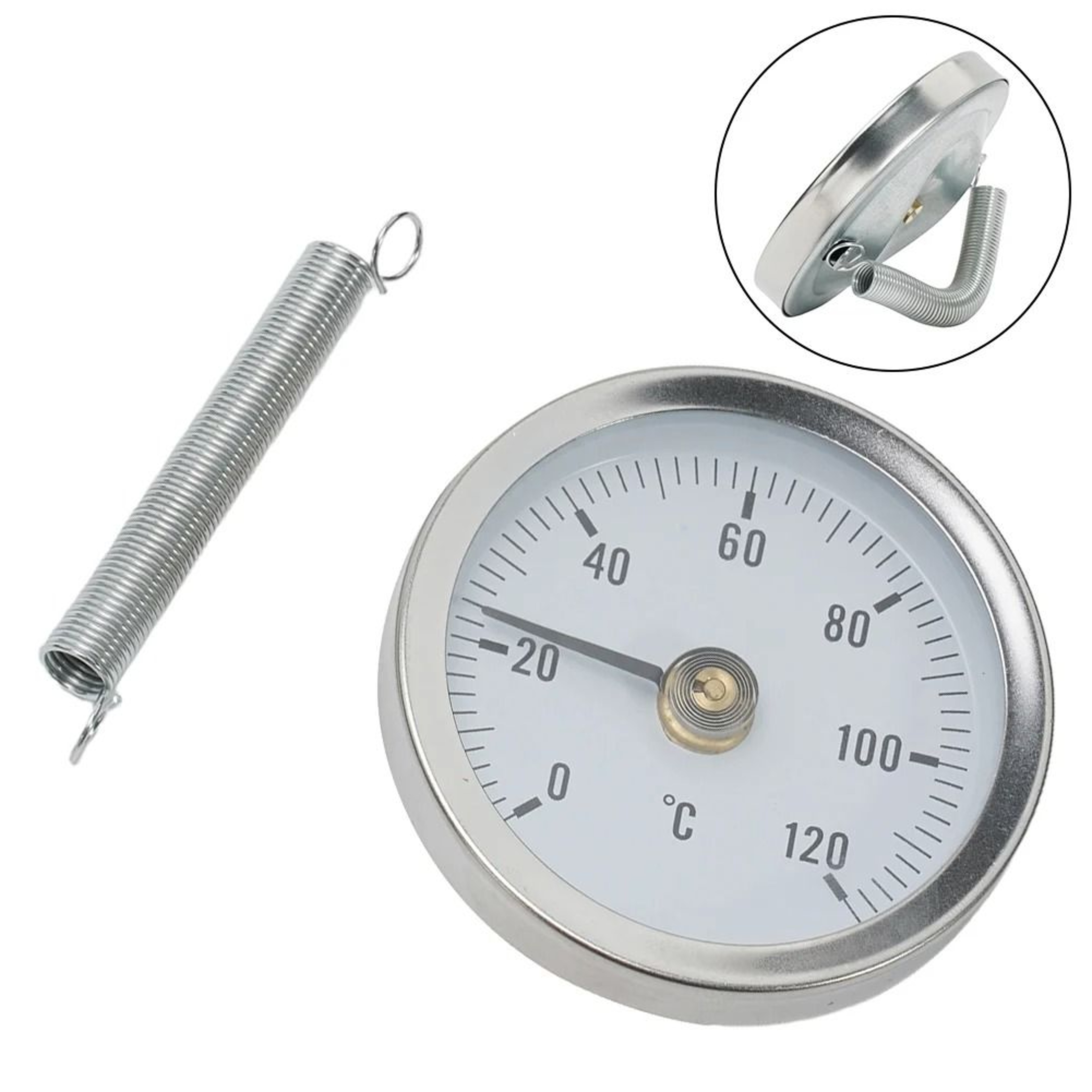 Stainless Steel ClampOn Pipe Thermometer For Heating Boilers  Water Systems 1