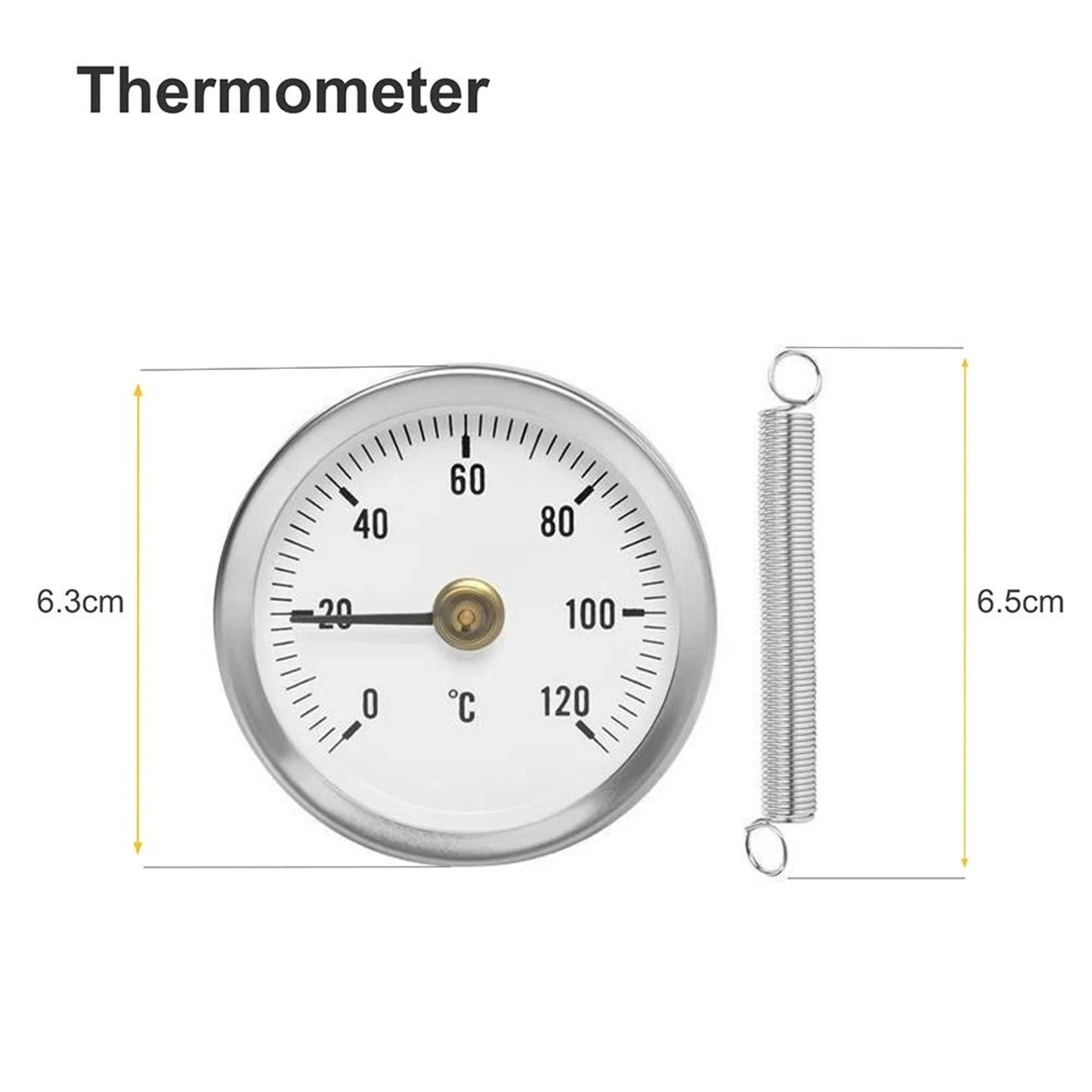 Stainless Steel ClampOn Pipe Thermometer For Heating Boilers  Water Systems 4