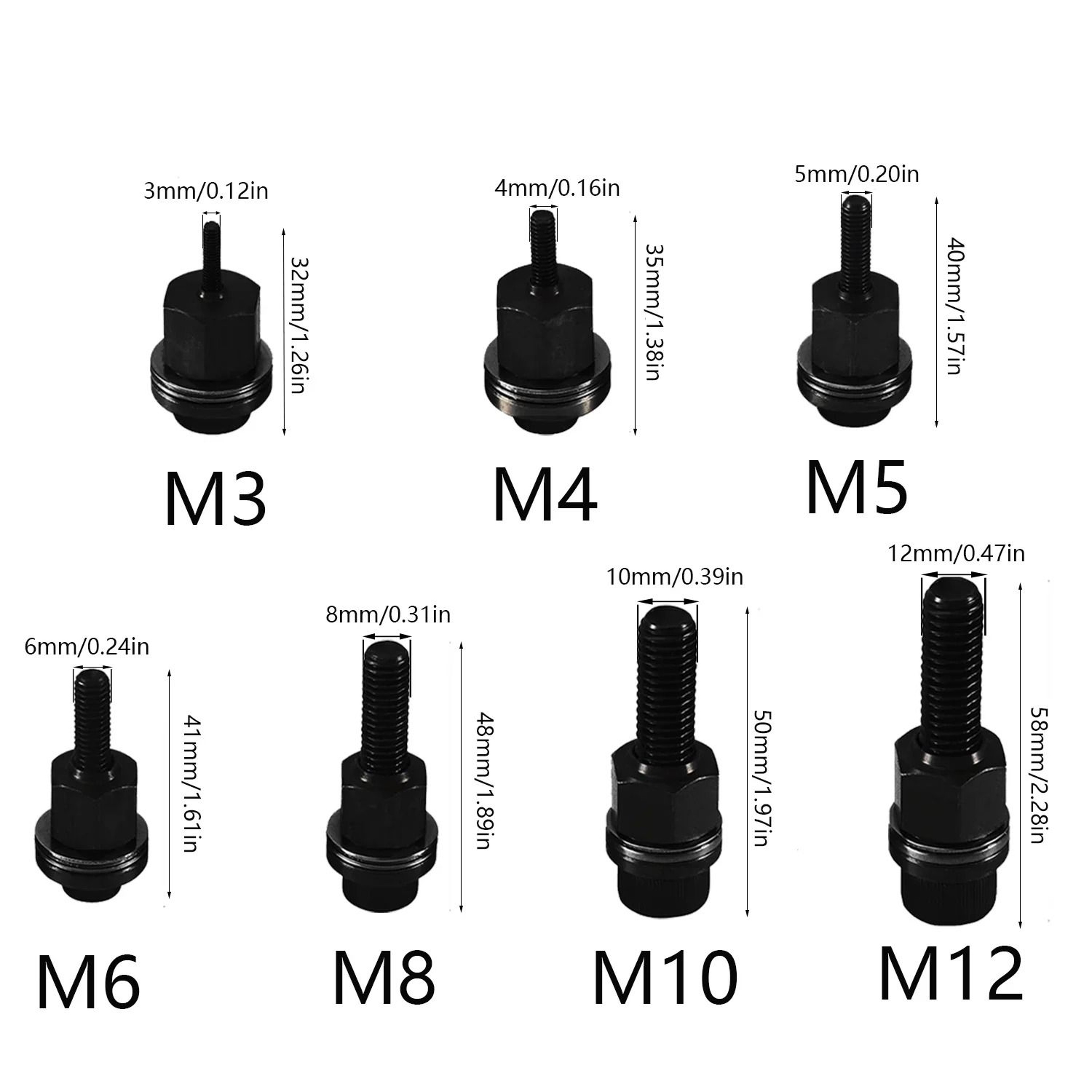 Rivet Nut Mandrel Heads Set M3 To M10 Hand Riveter Tool Attachments For Furniture And Metal Install 6