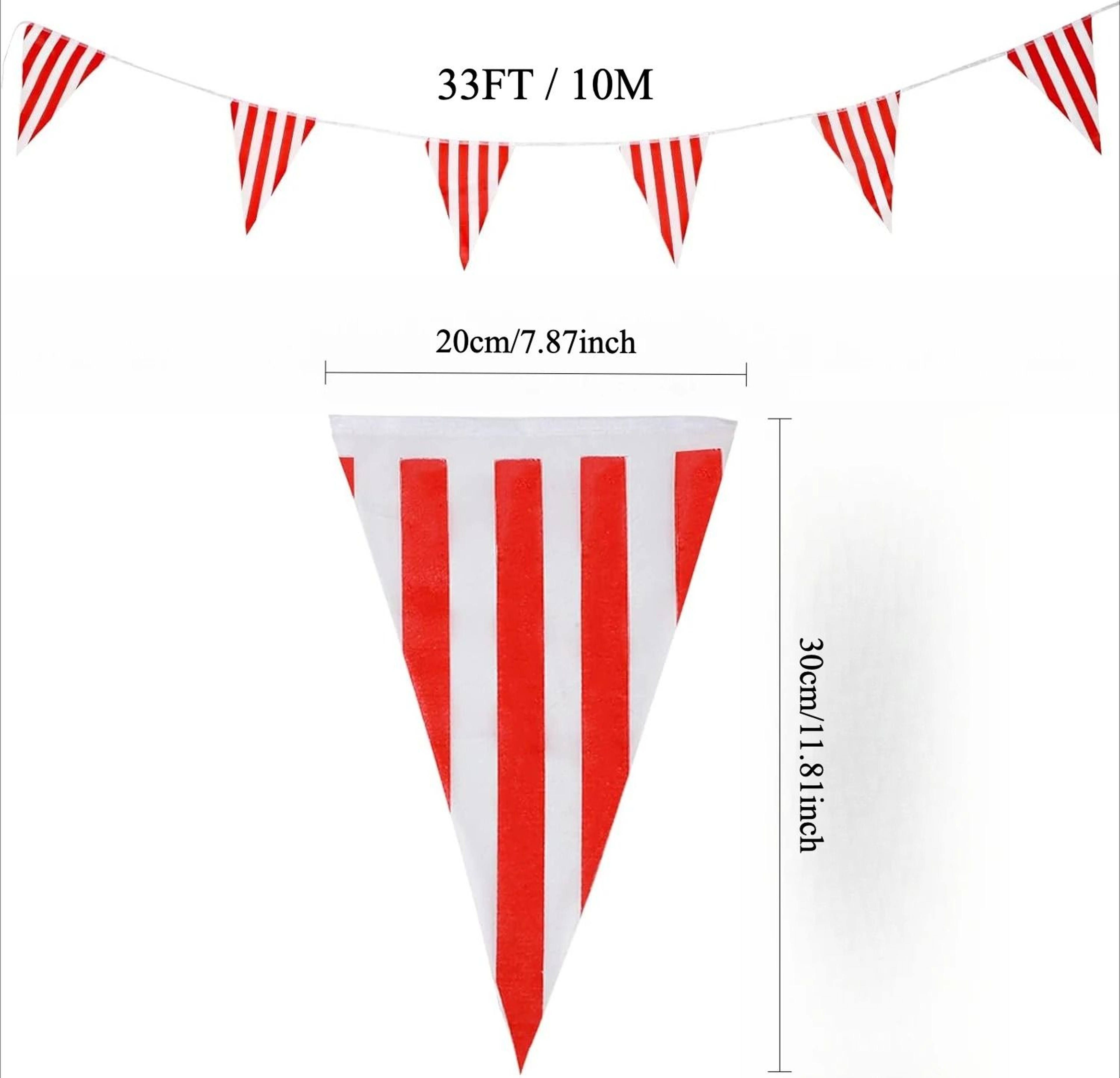Carnival Stripe Pennant Banner Red White Party Flag Decoration 1