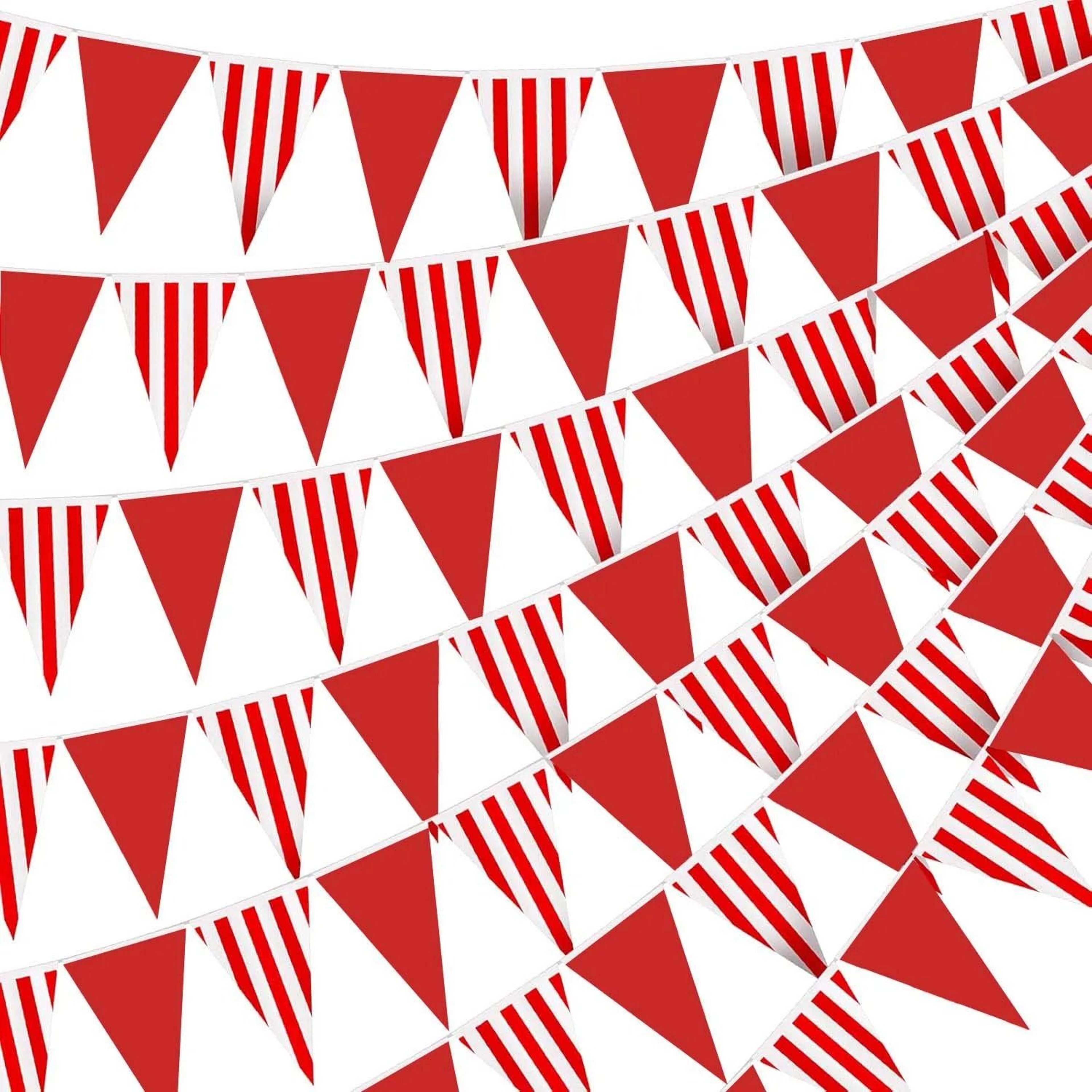 Carnival Stripe Pennant Banner Red White Party Flag Decoration 6