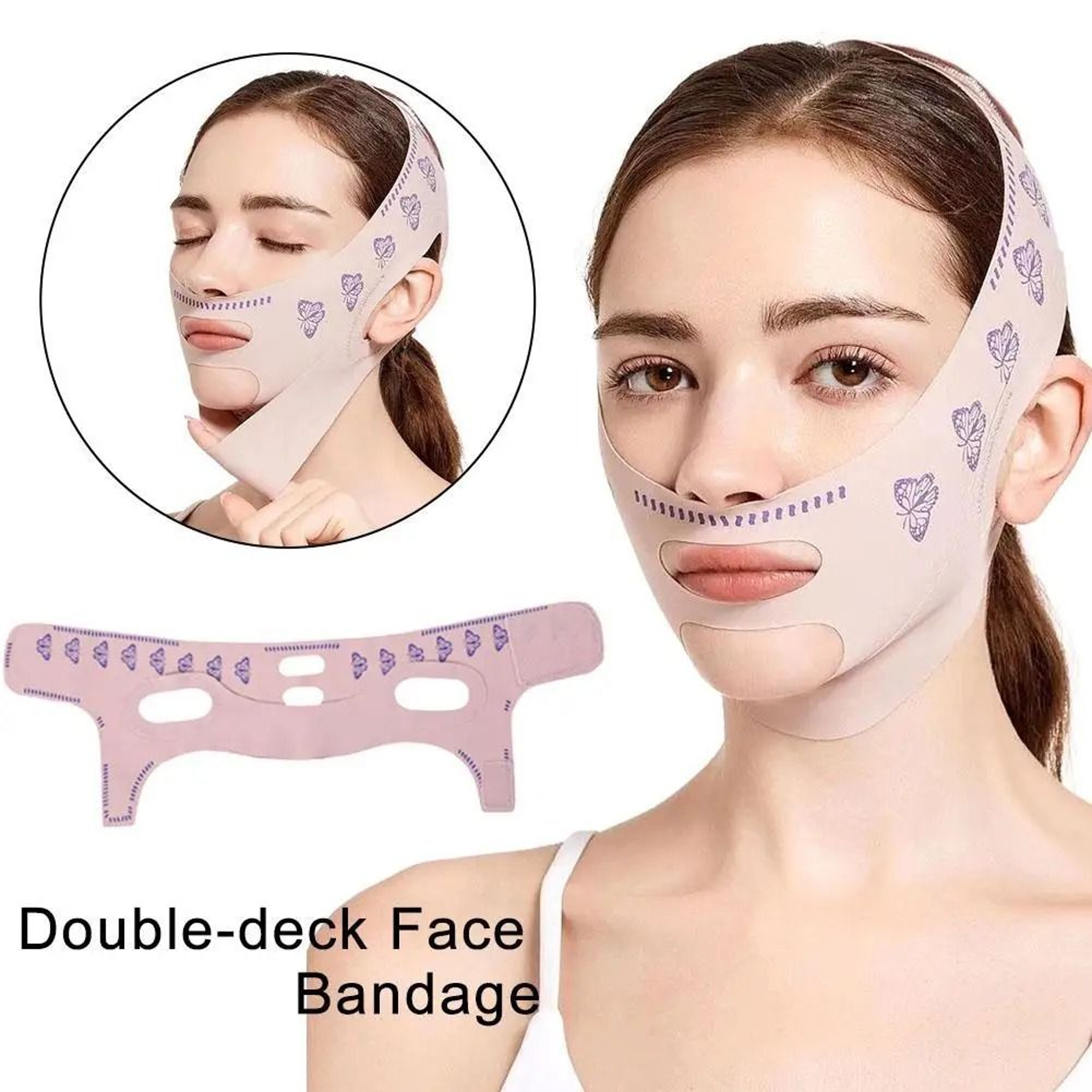 Reusable Double Layer Face Slimming Bandage And V Line Contouring Strap 5