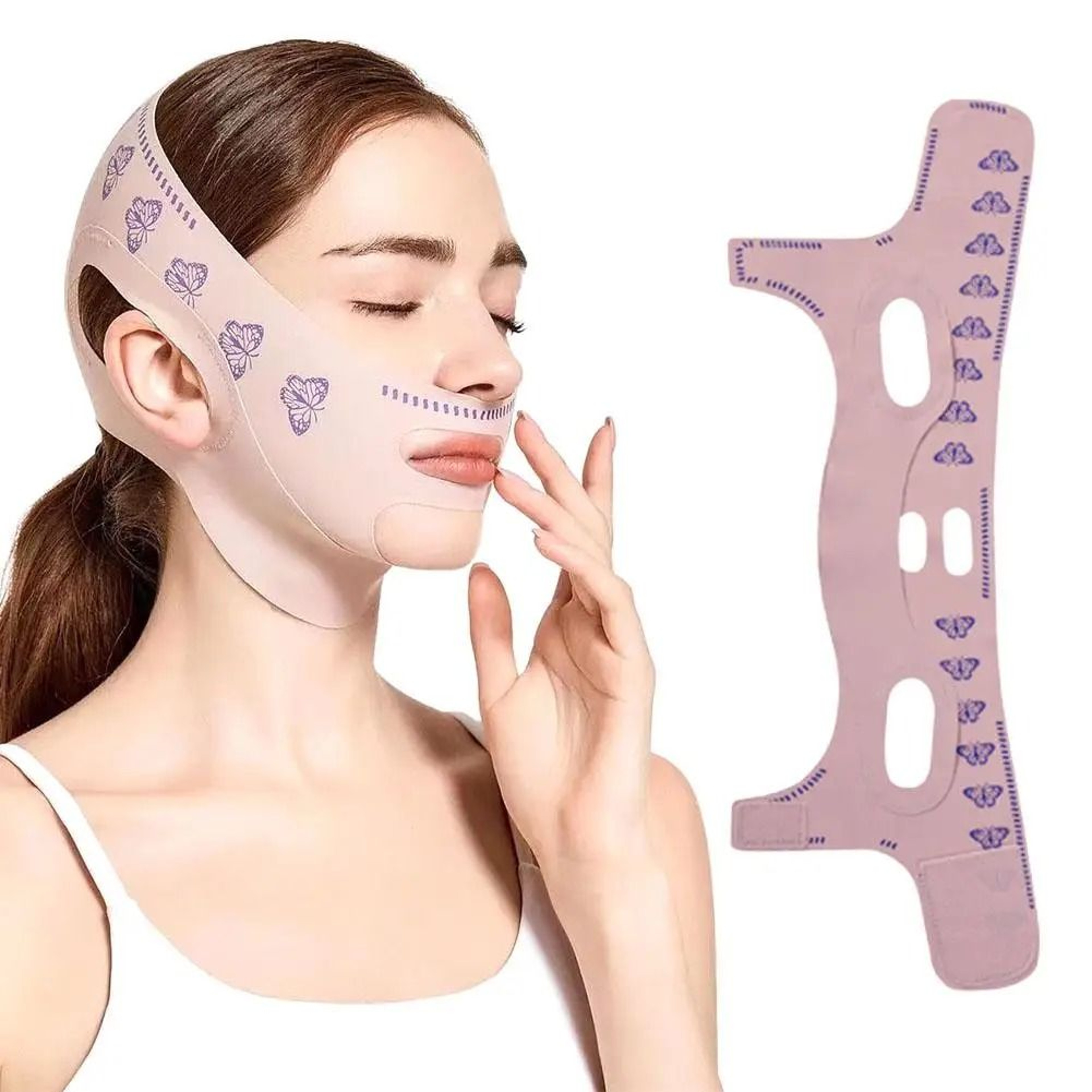 Reusable Double Layer Face Slimming Bandage And V Line Contouring Strap 7