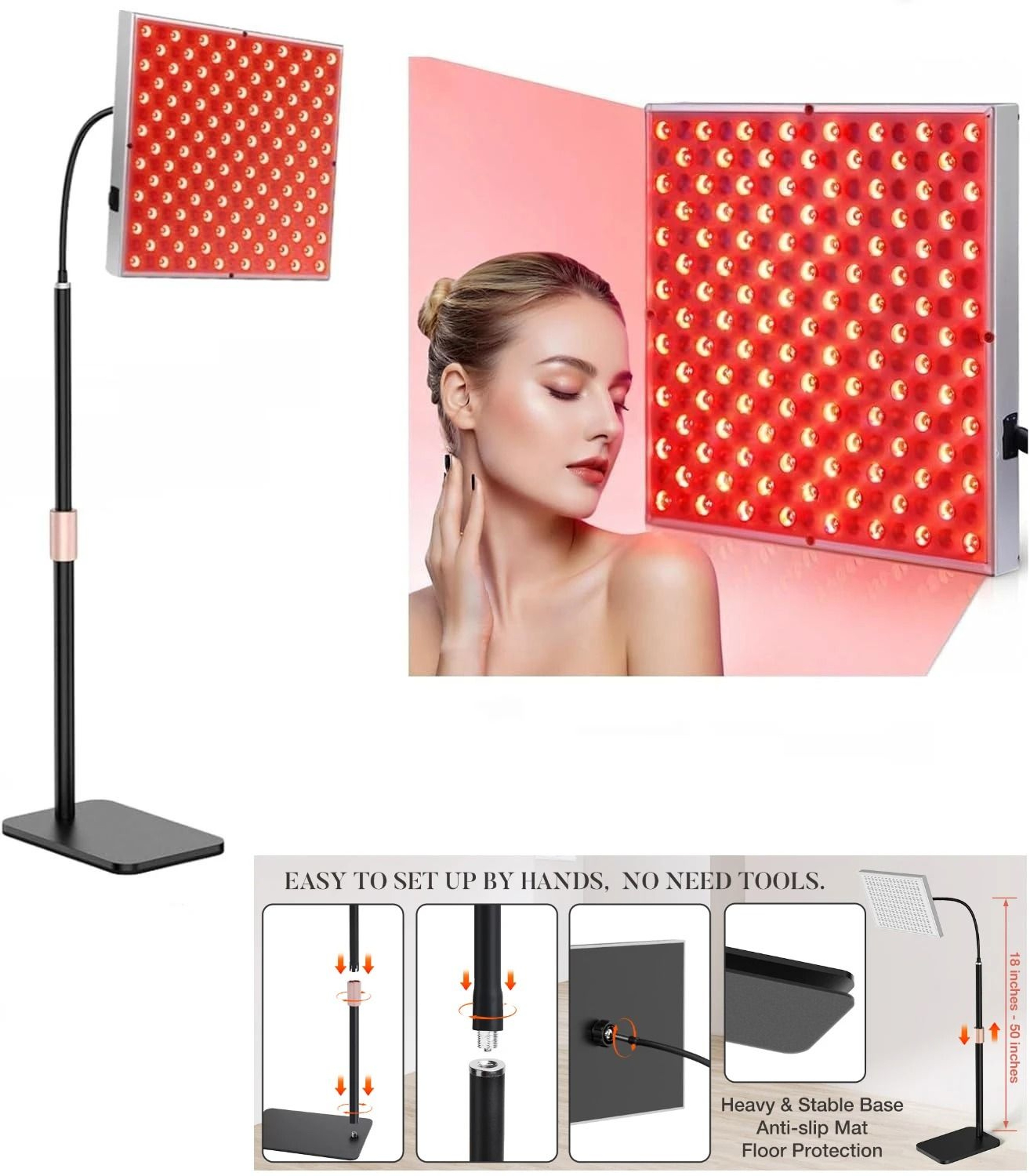 Dual Spectrum Red Light Therapy Panel With Adjustable Stand 6