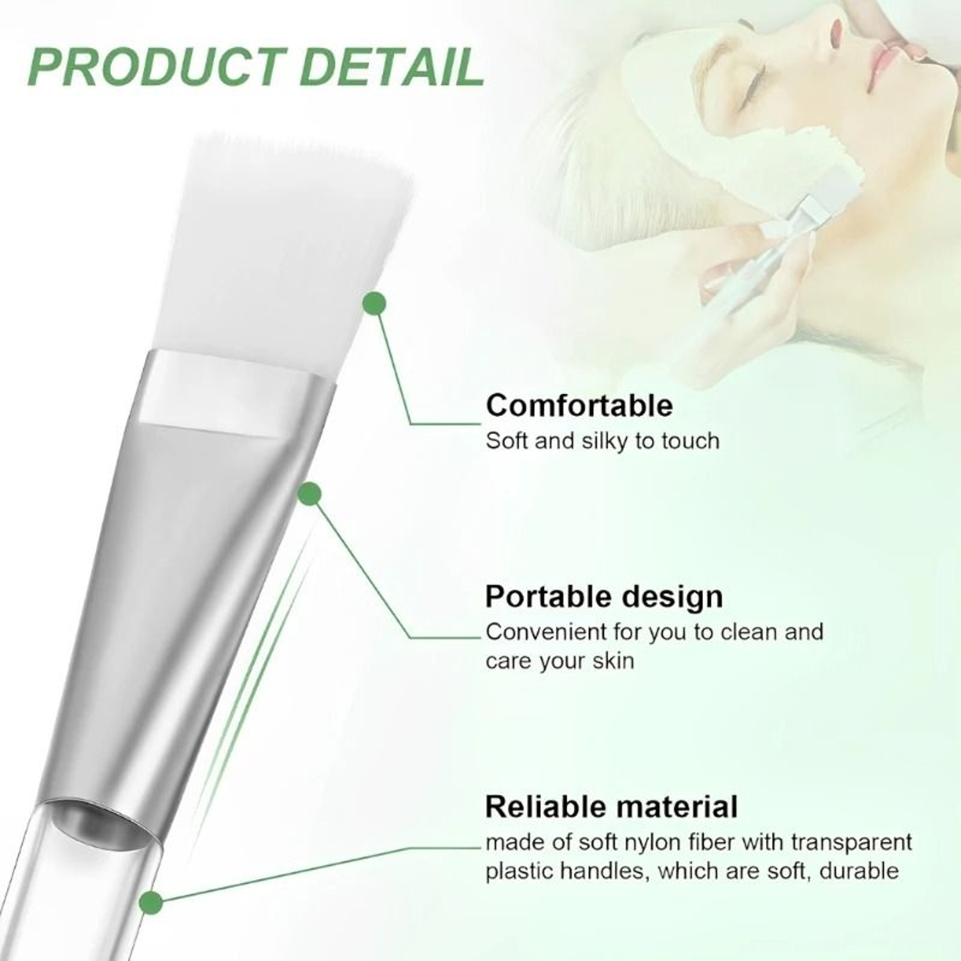 Transparent Crystal Handle Soft Bristle Facial Mask Brush Set 4