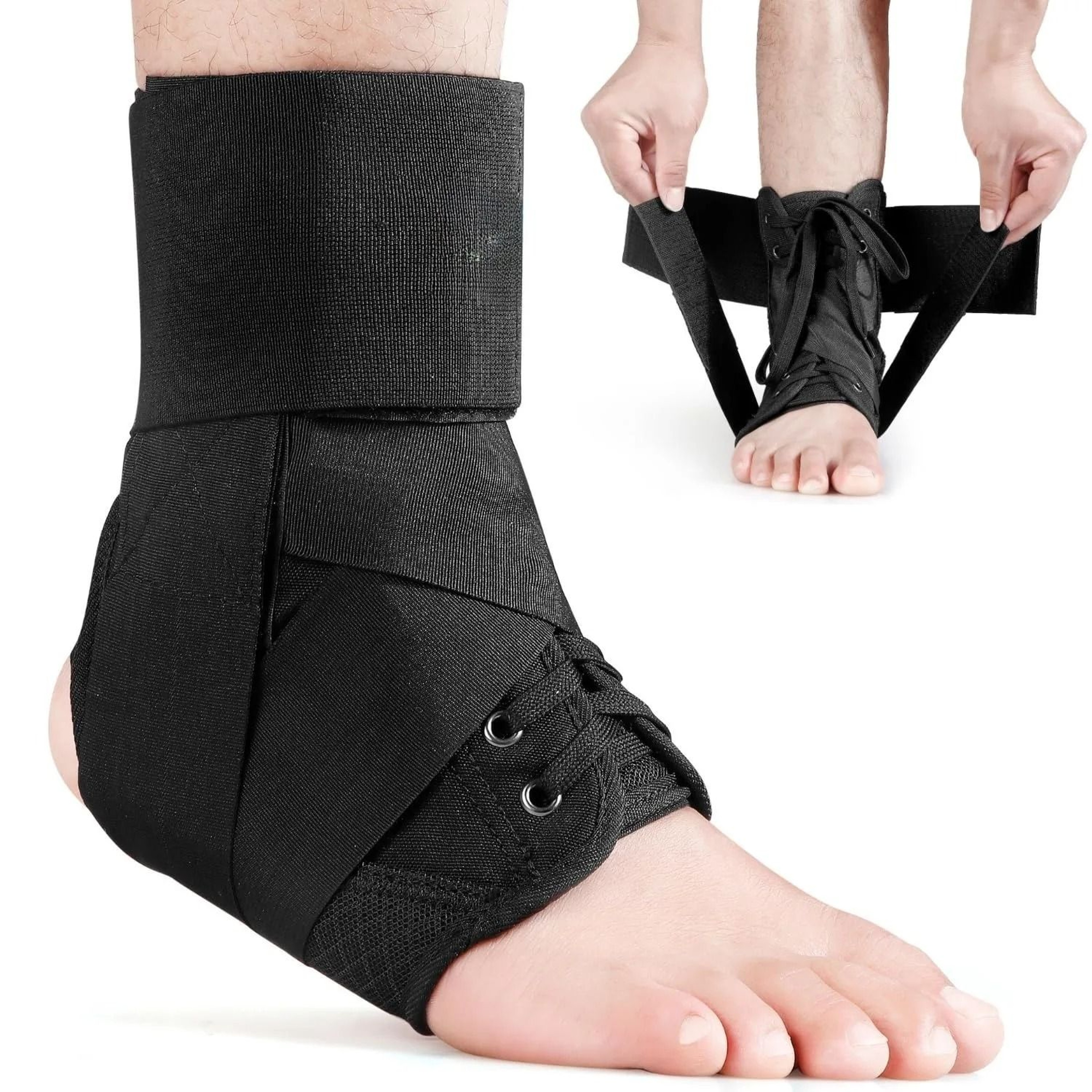 Adjustable LaceUp Ankle Support Brace With Flexible Side Stabilizers 0