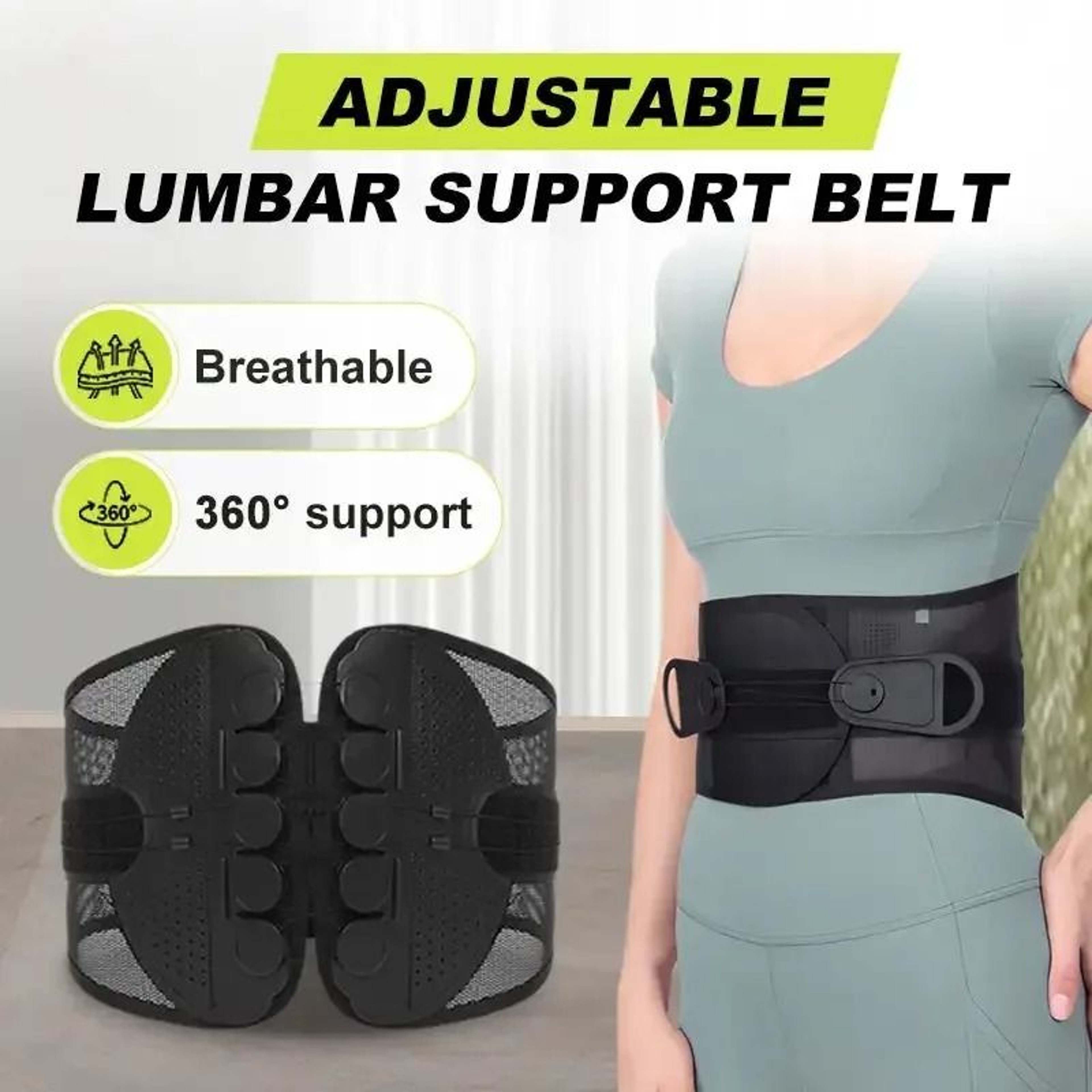 Premium Adjustable Lumbar Support Belt With Double Pull Pulley System 2