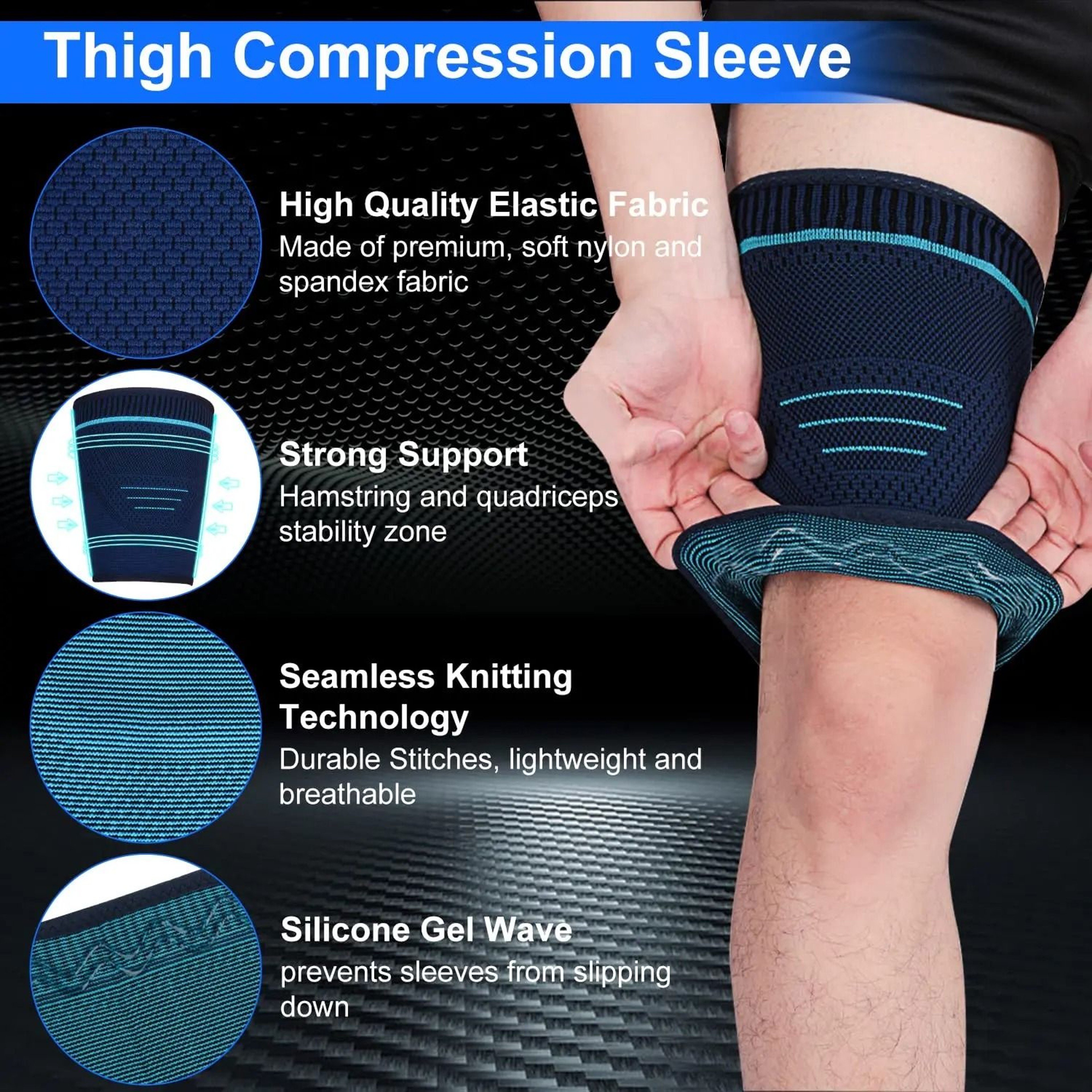 Premium Upper Leg Thigh Compression Sleeve For Quad And Hamstring Support 2