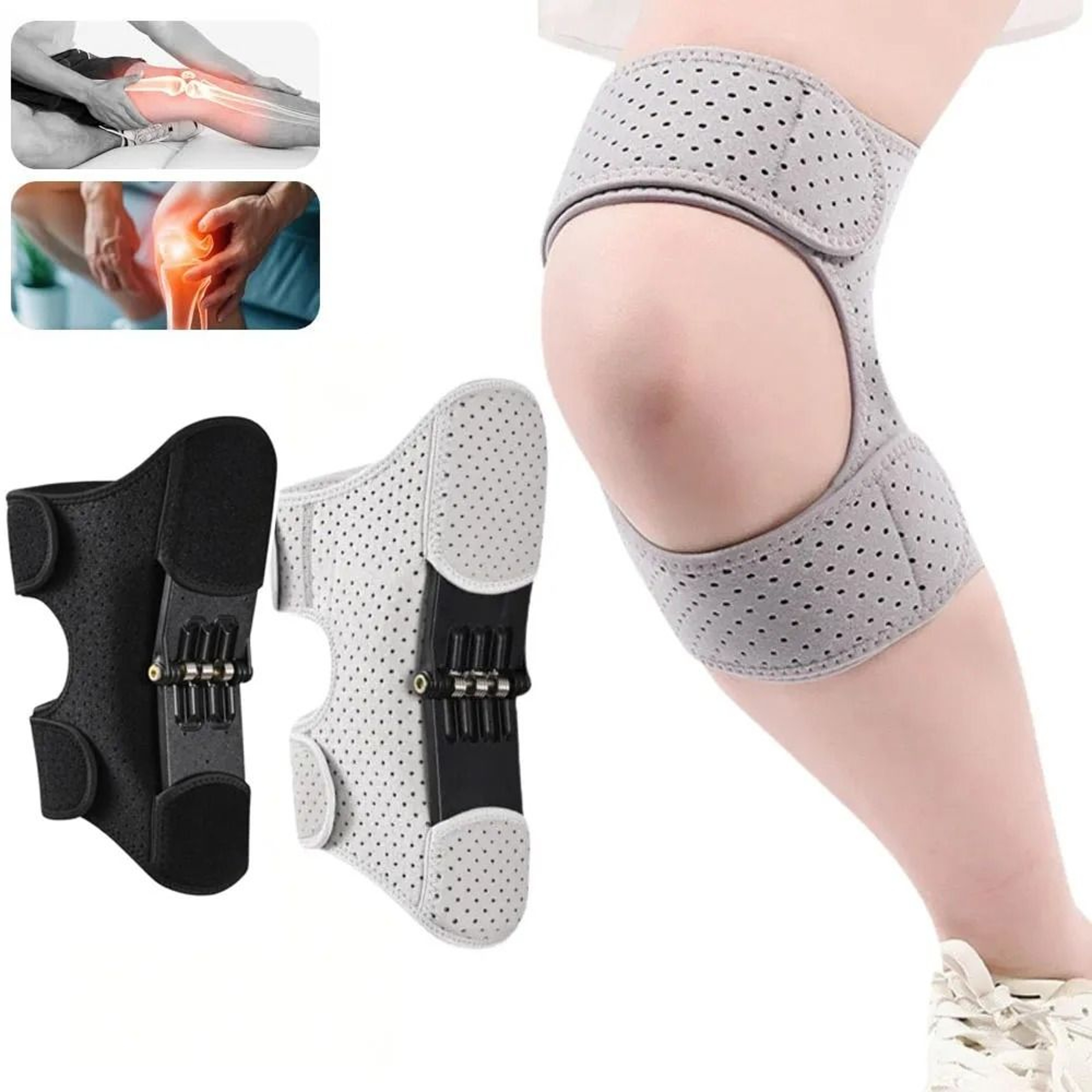 Premium Mechanical SpringLoaded Knee Joint Booster And Ergonomic Stabilizer Pad 0
