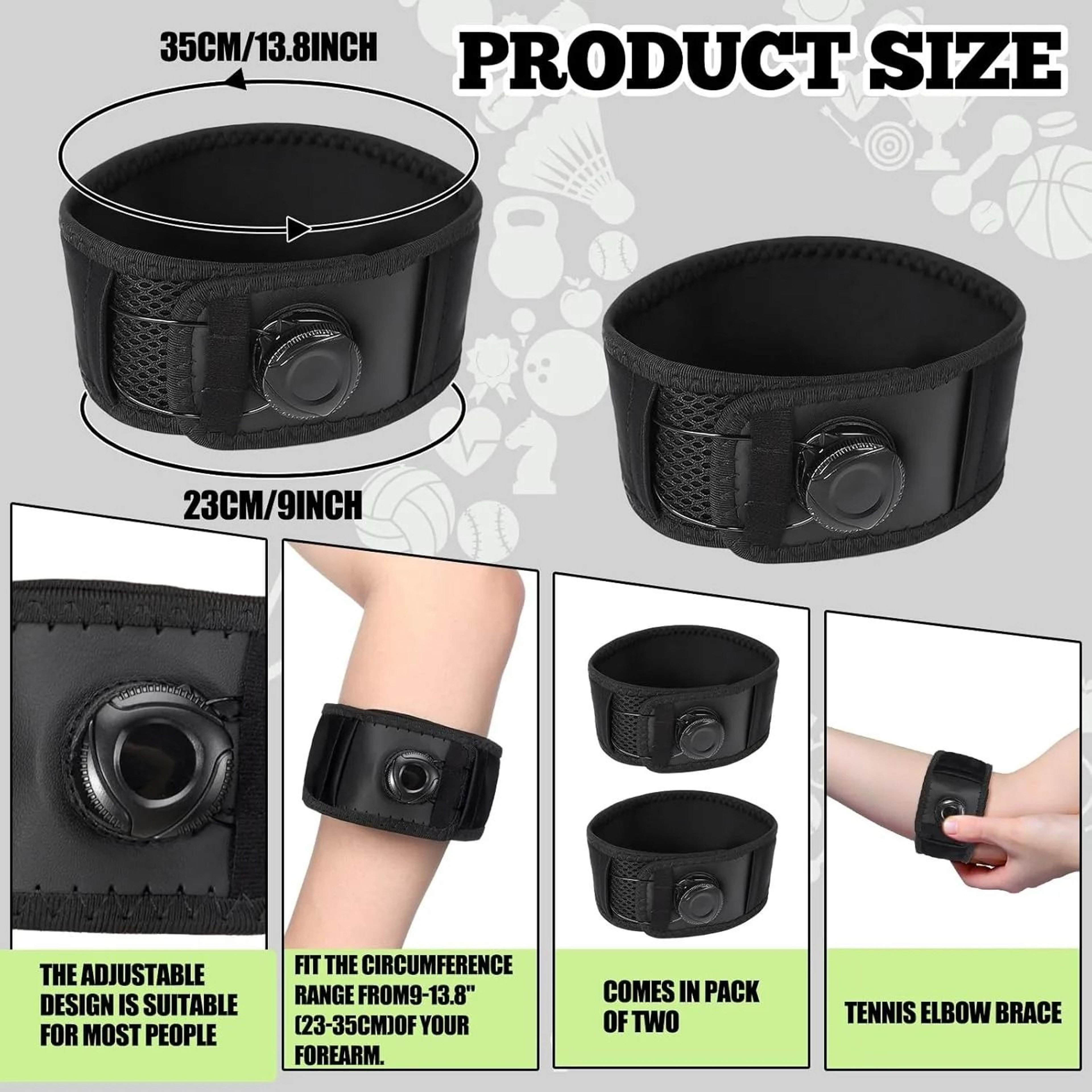 Premium Tennis Elbow Brace with Adjustable Mechanical Micro Dial Tension Control – view 1