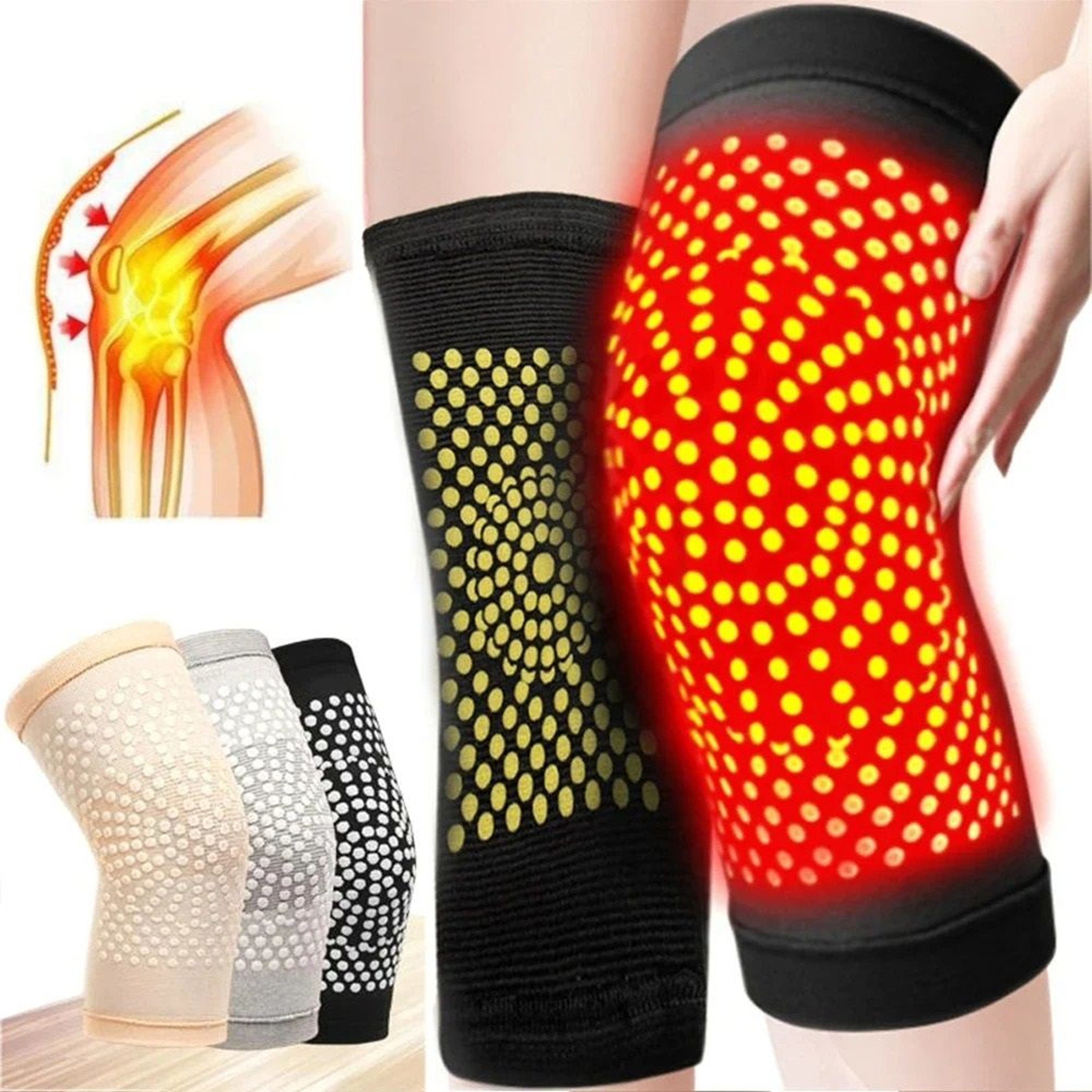 Premium Thermal Infused Knee Compression Protectors With Mineral Heating Cells 0