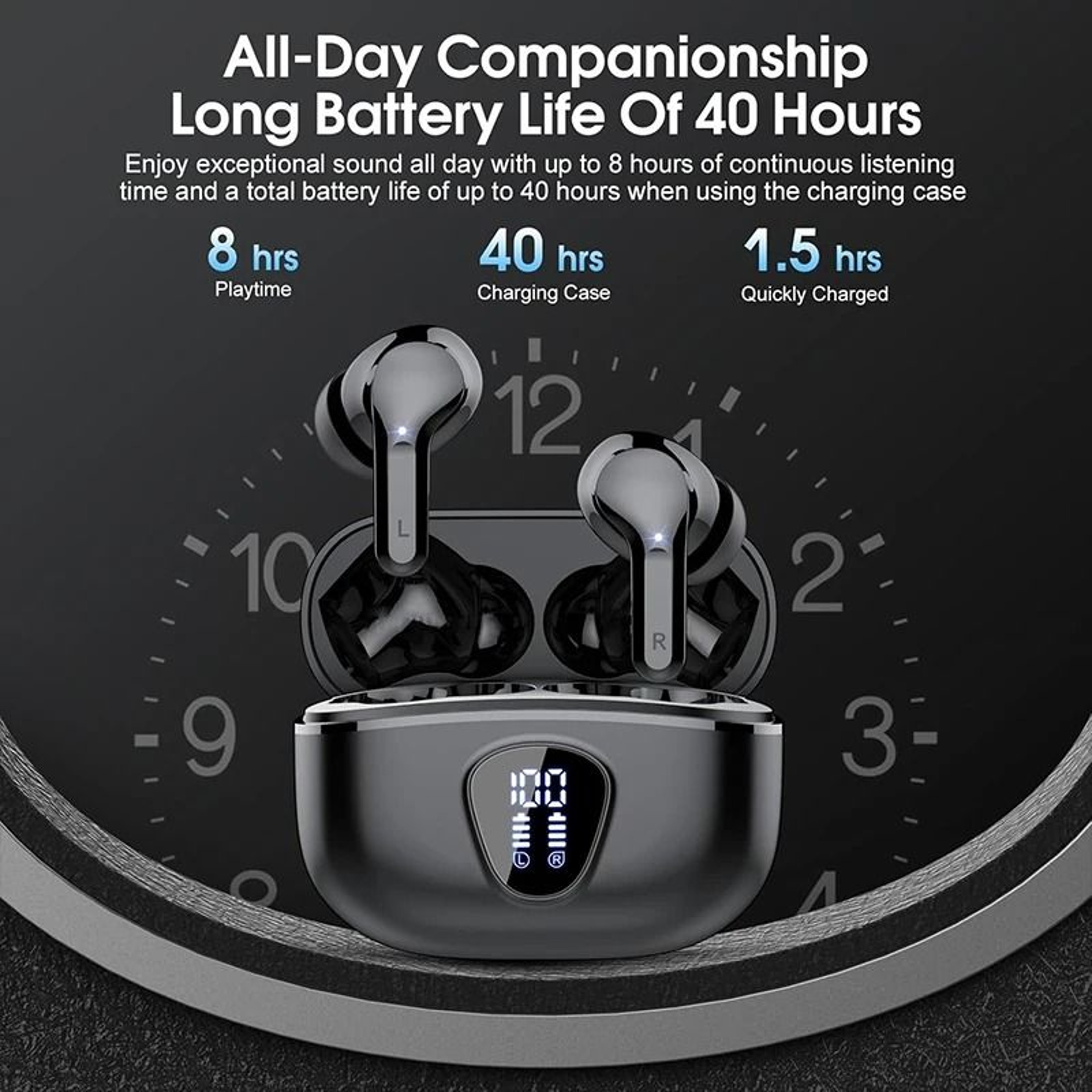 Wireless Earbuds Noise Cancelling Earphone With LED Display And Waterproof Stereo Headphones 2