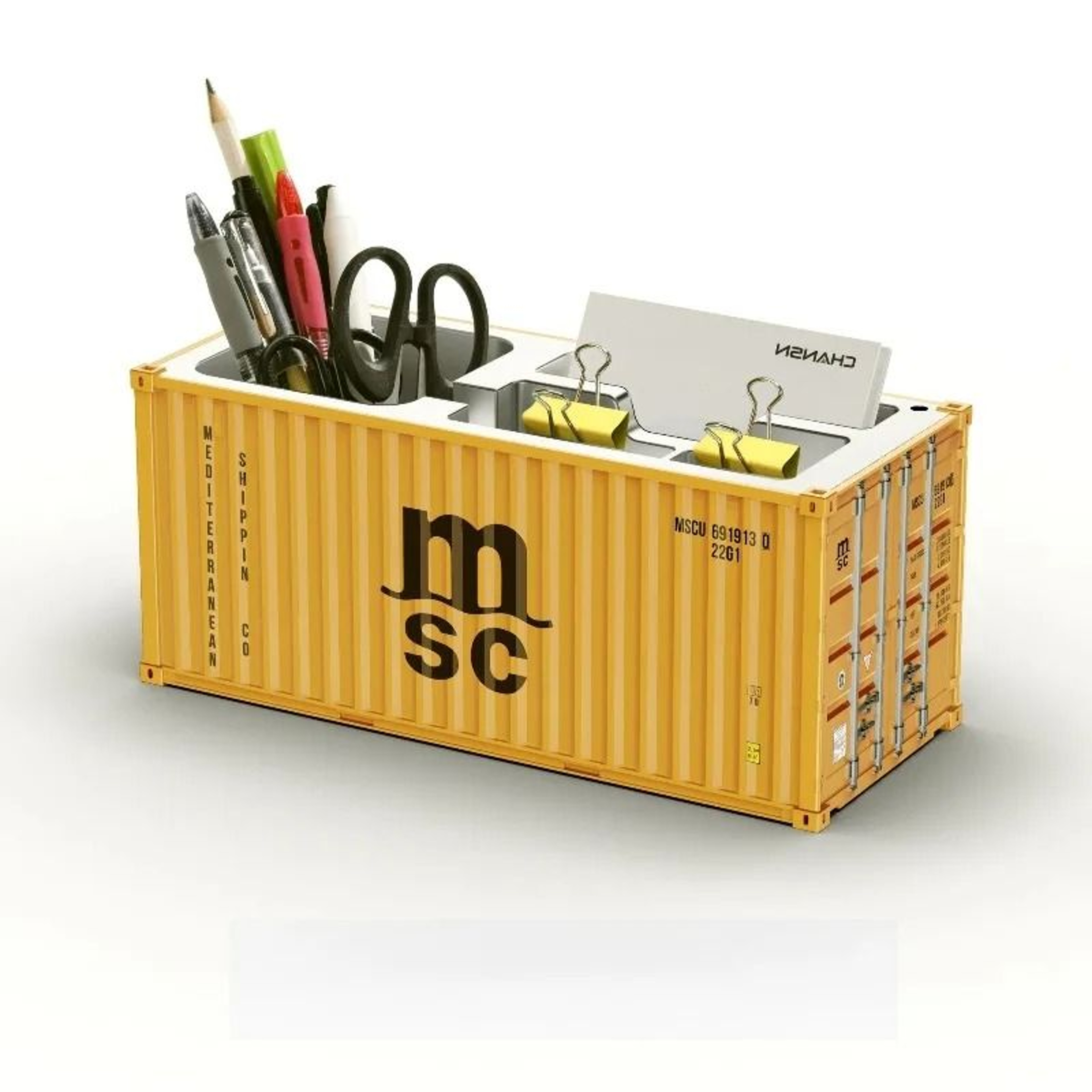 Simulated Ocean Freight Container Model Pen Holder And Desktop Storage Box 0
