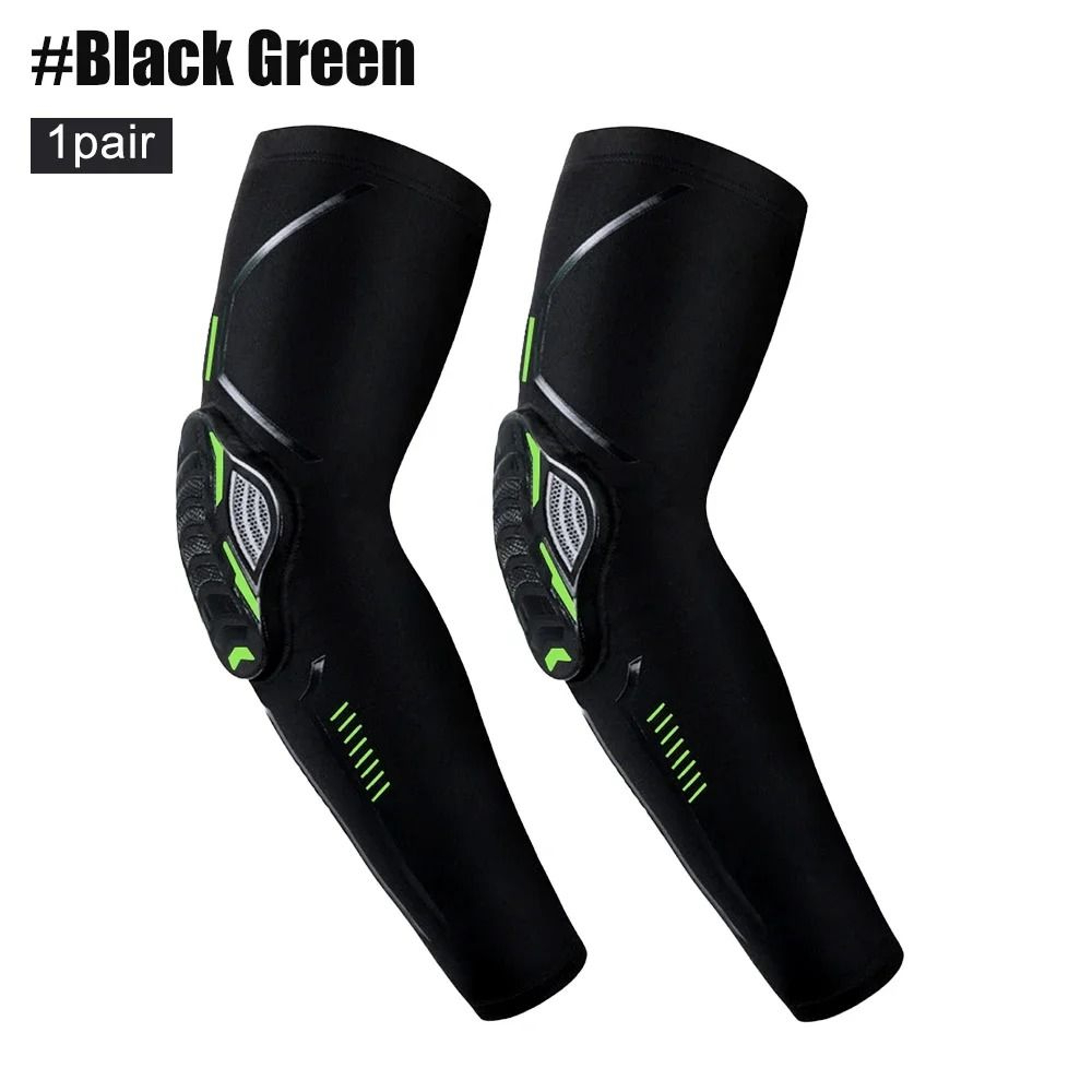 Sports Crash Proof Elbow Support Pad And Arm Compression Sleeve Pair 7