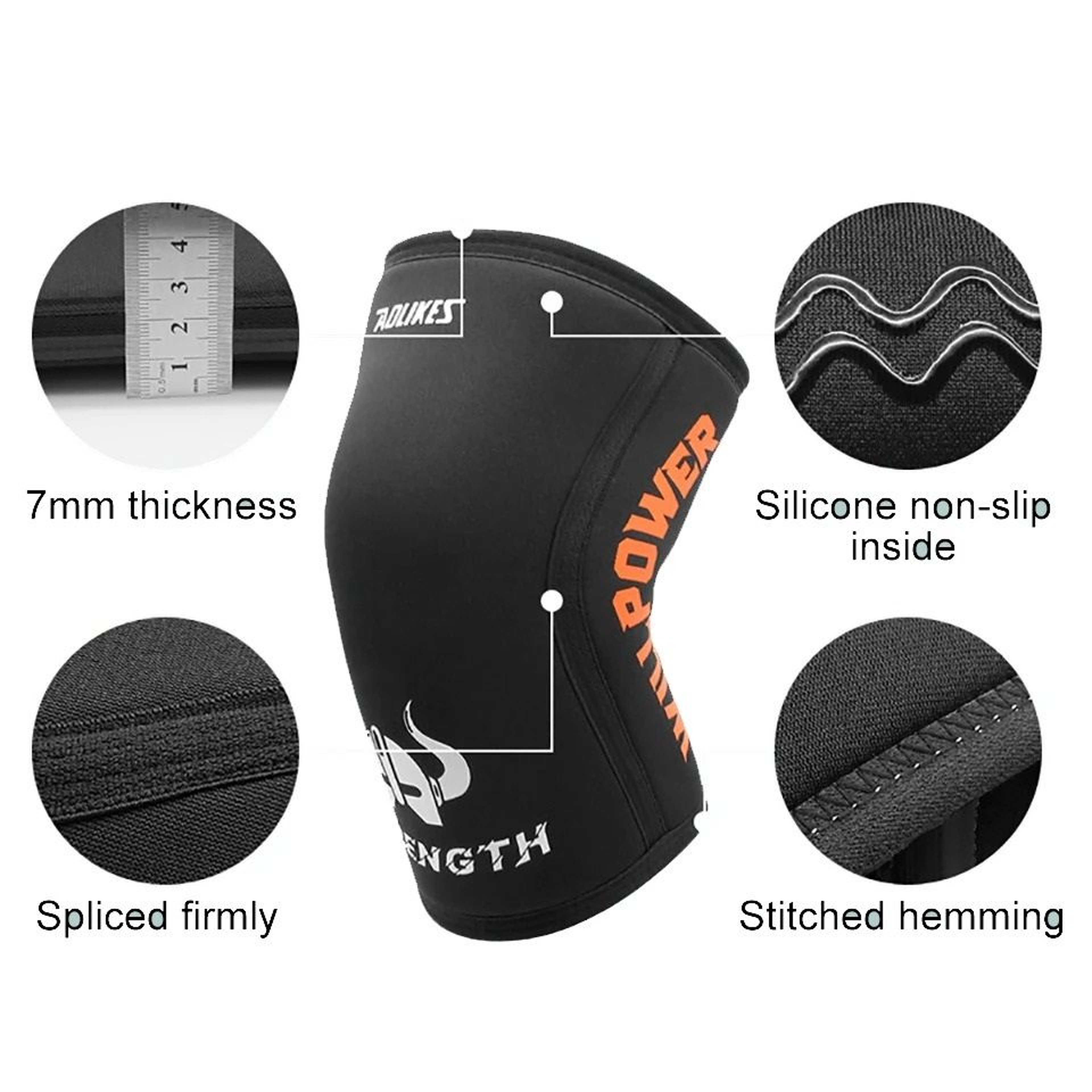 7mm Neoprene Weightlifting  Powerlifting Knee Sleeves 2