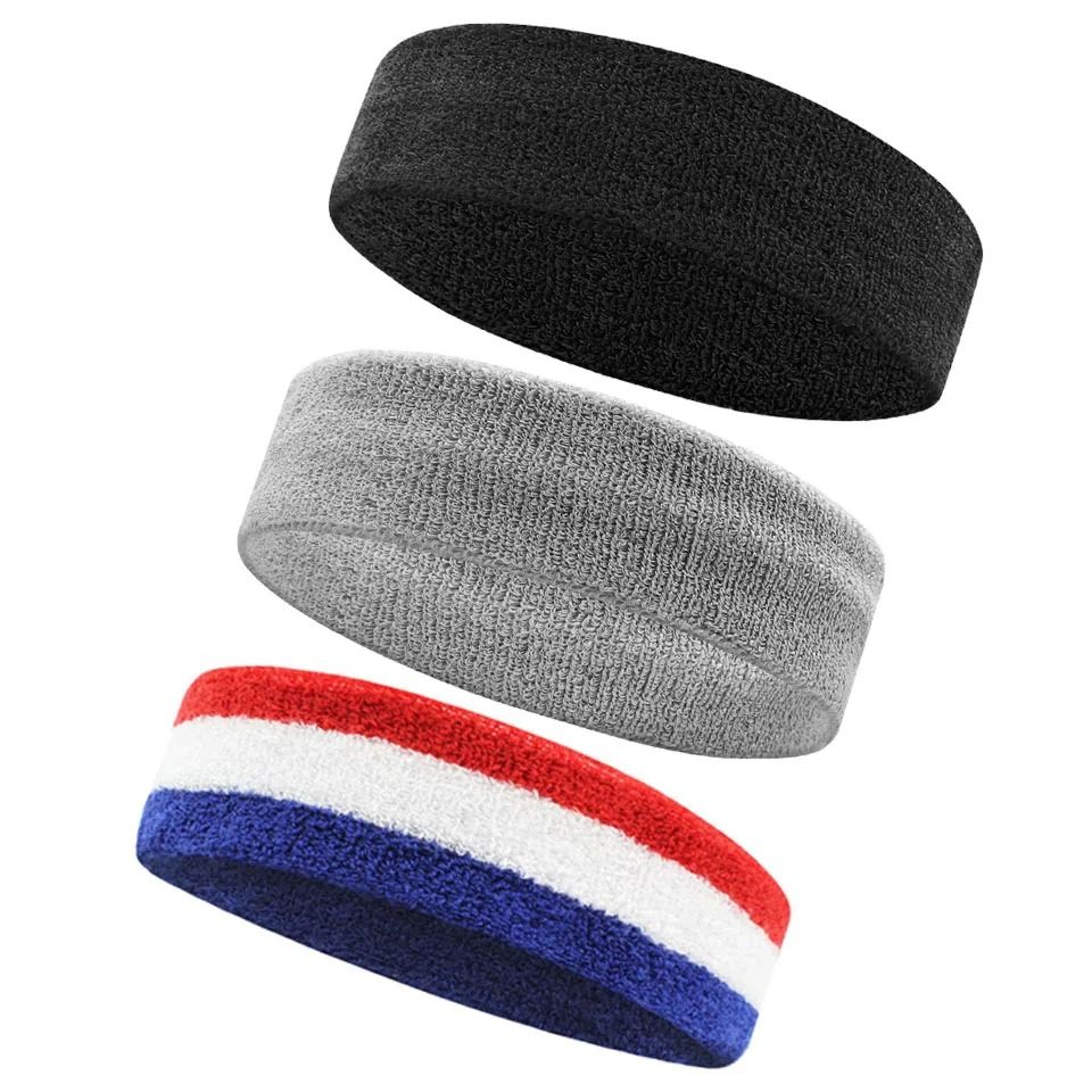 3Pack Elastic Cotton Terry Cloth Athletic Headband Sweatbands 12