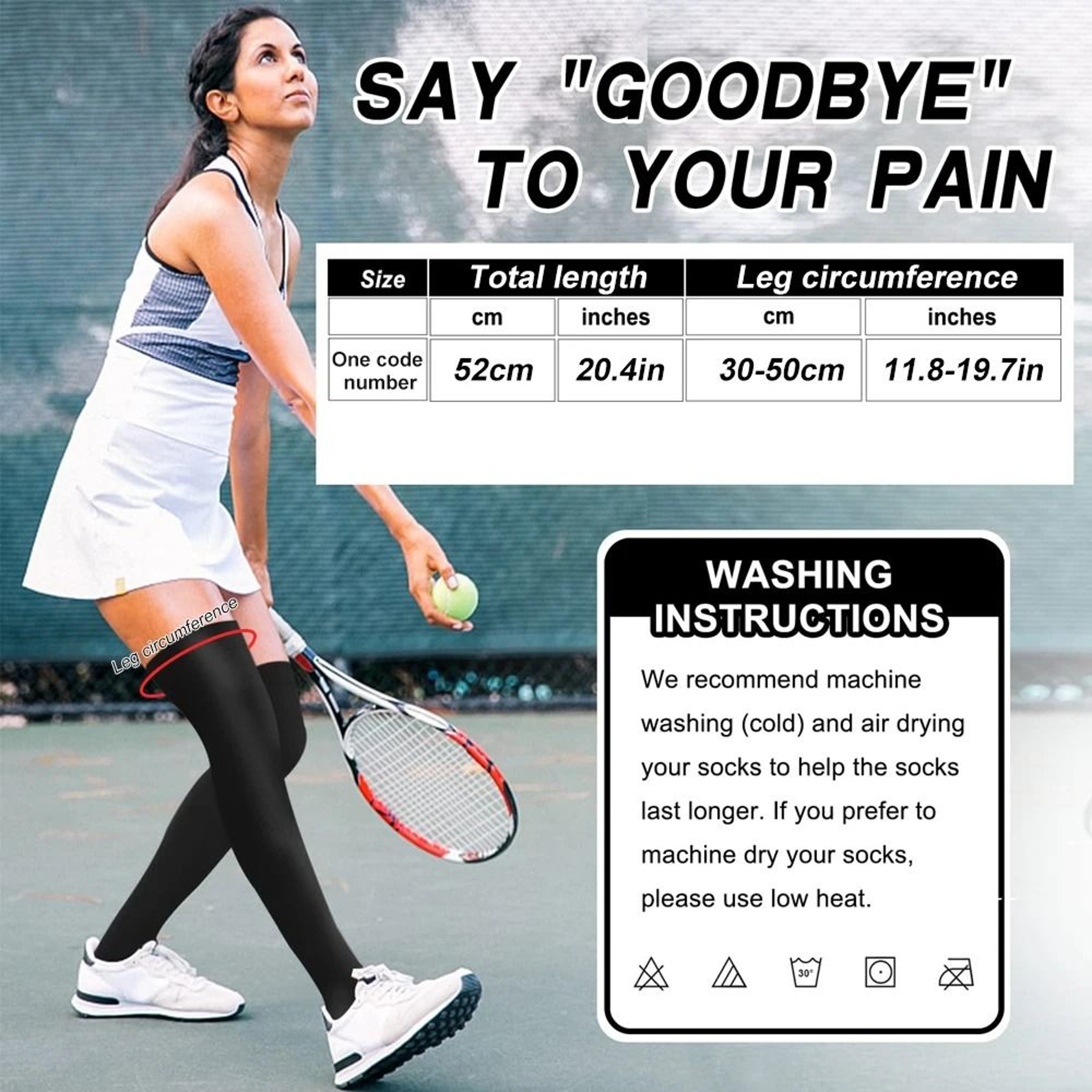1 Pair 20–30 mmHg Thigh-High Compression Stockings with Silicone Grip – view 10