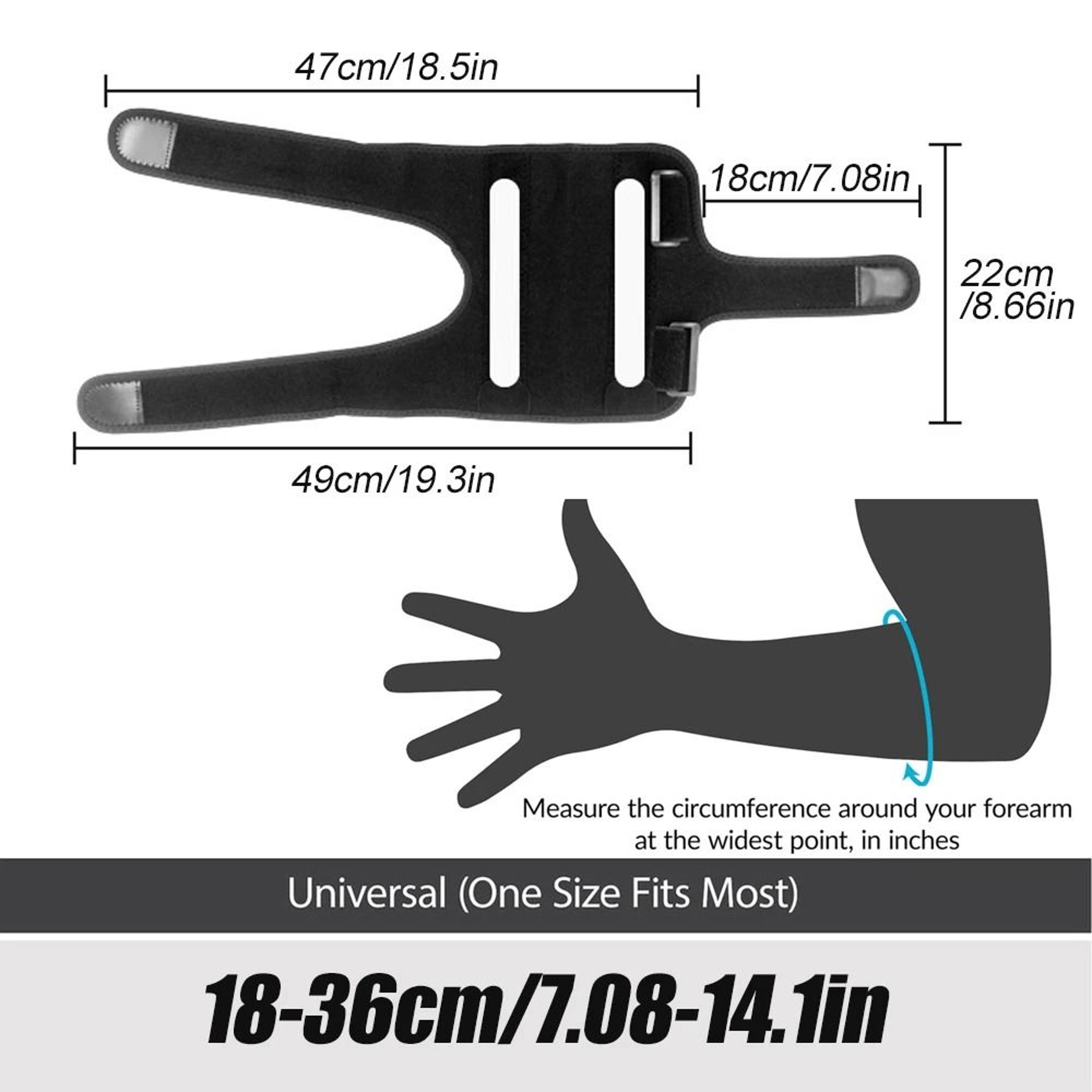 1-Piece Adjustable Elbow Brace with Removable Splints for Cubital Tunnel & Tennis Elbow – view 1