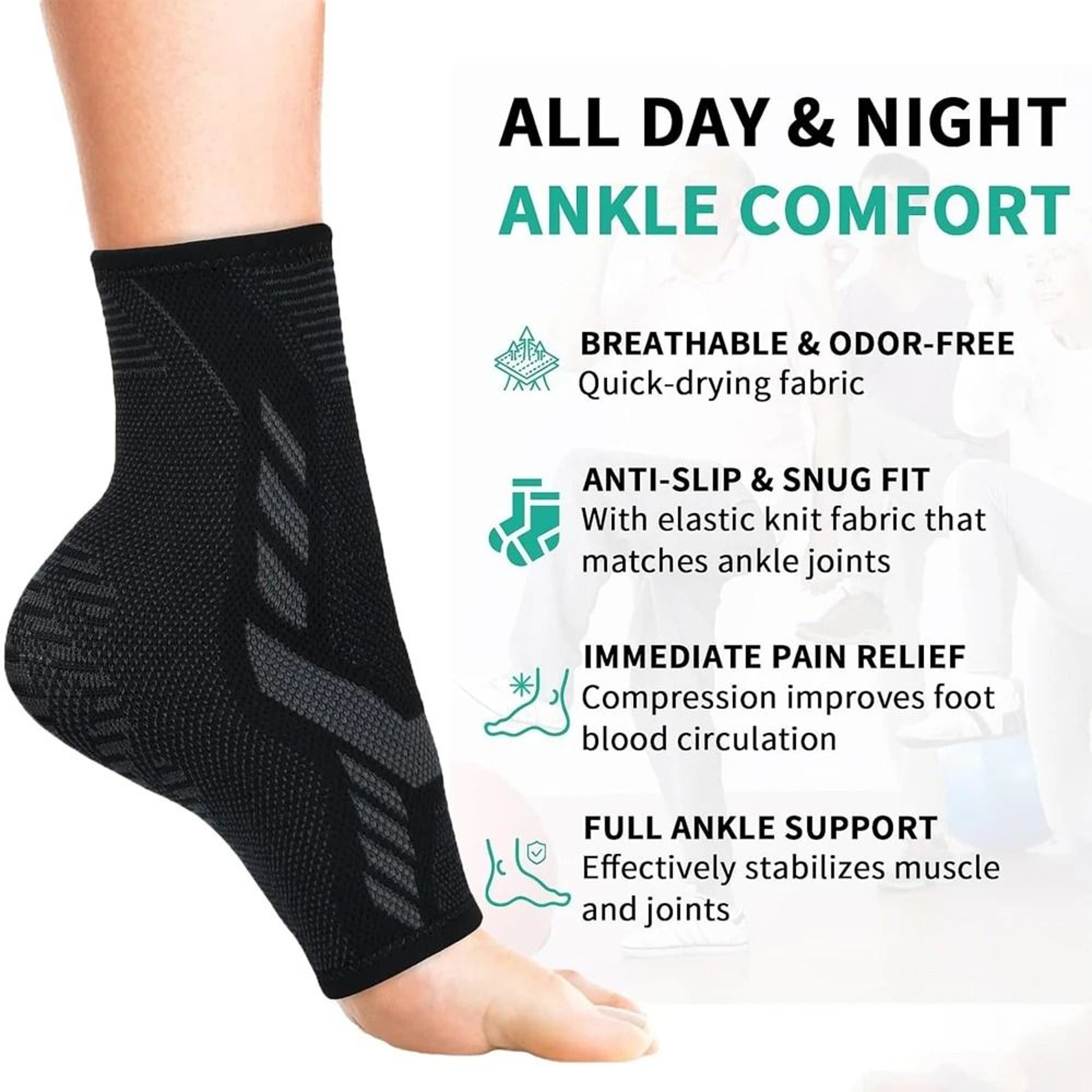 1 Piece Ankle Support Brace With Adjustable Compression Strap For Achilles Tendonitis And Sprains 1