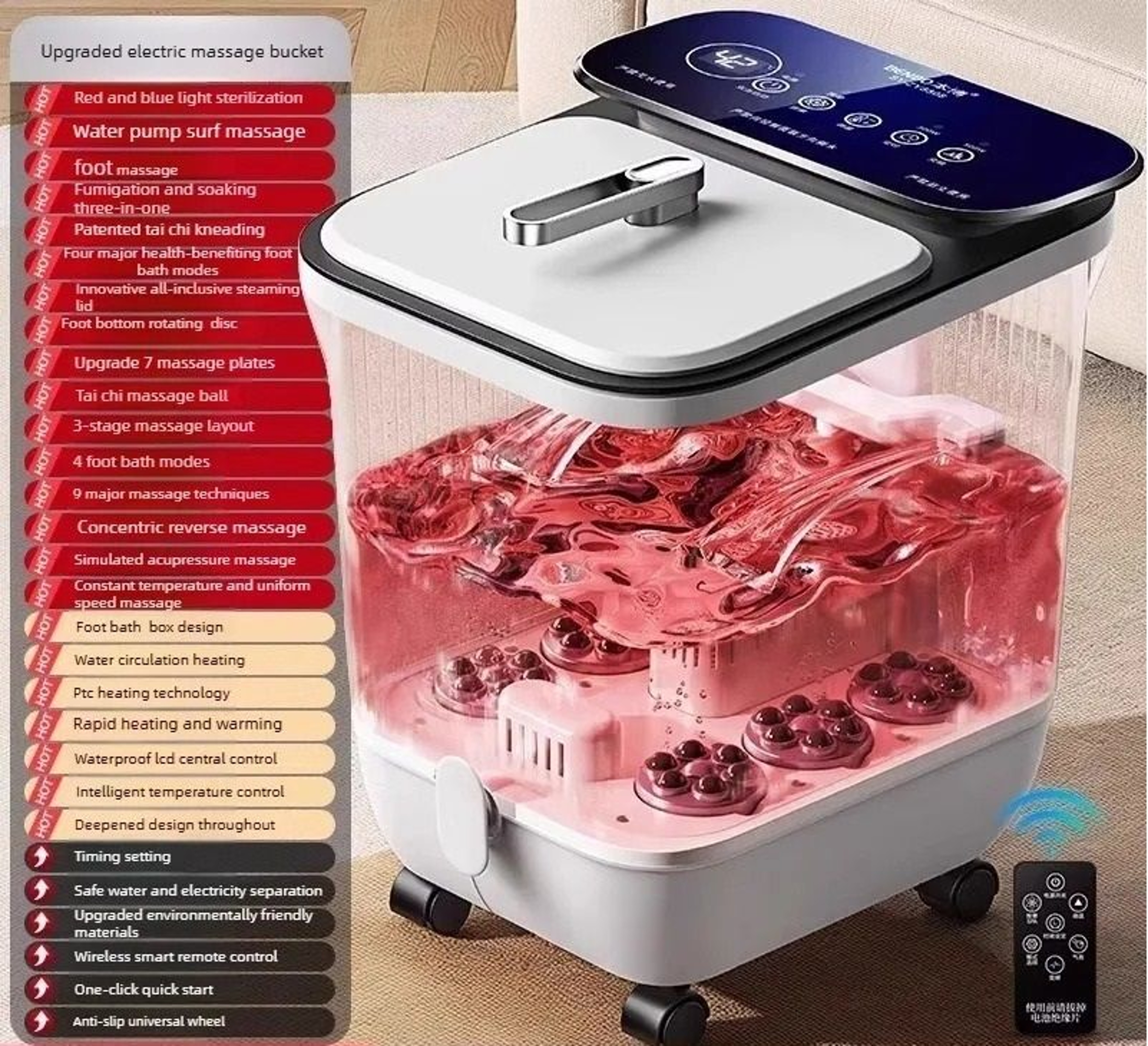Electric Home Spa Foot Bath Basin With Heating Constant Temperature And Fully Automatic Massage 8