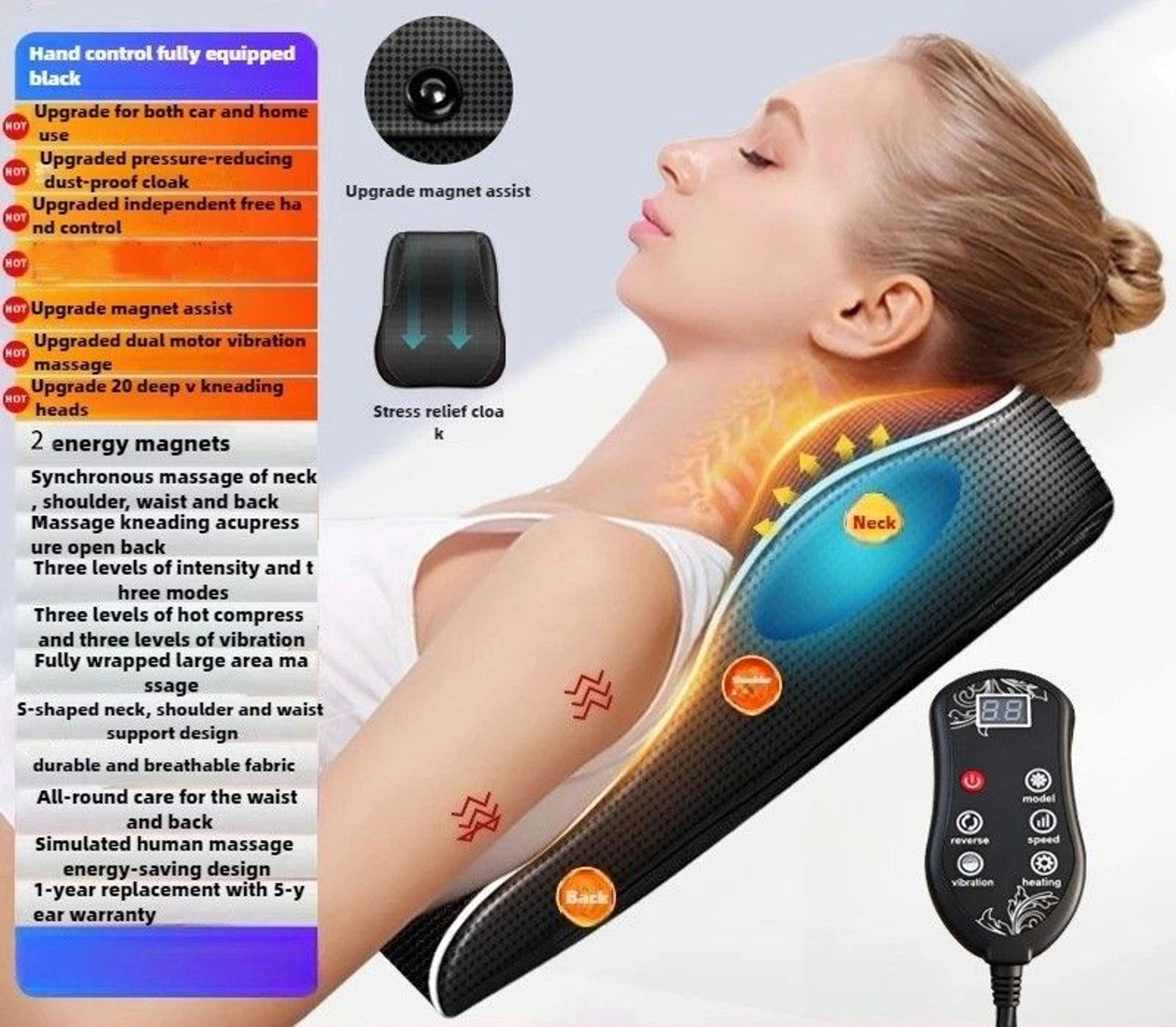 Electric Cervical Massager Pillow With Heating And Deep Muscle Kneading For Neck Waist And Back 5
