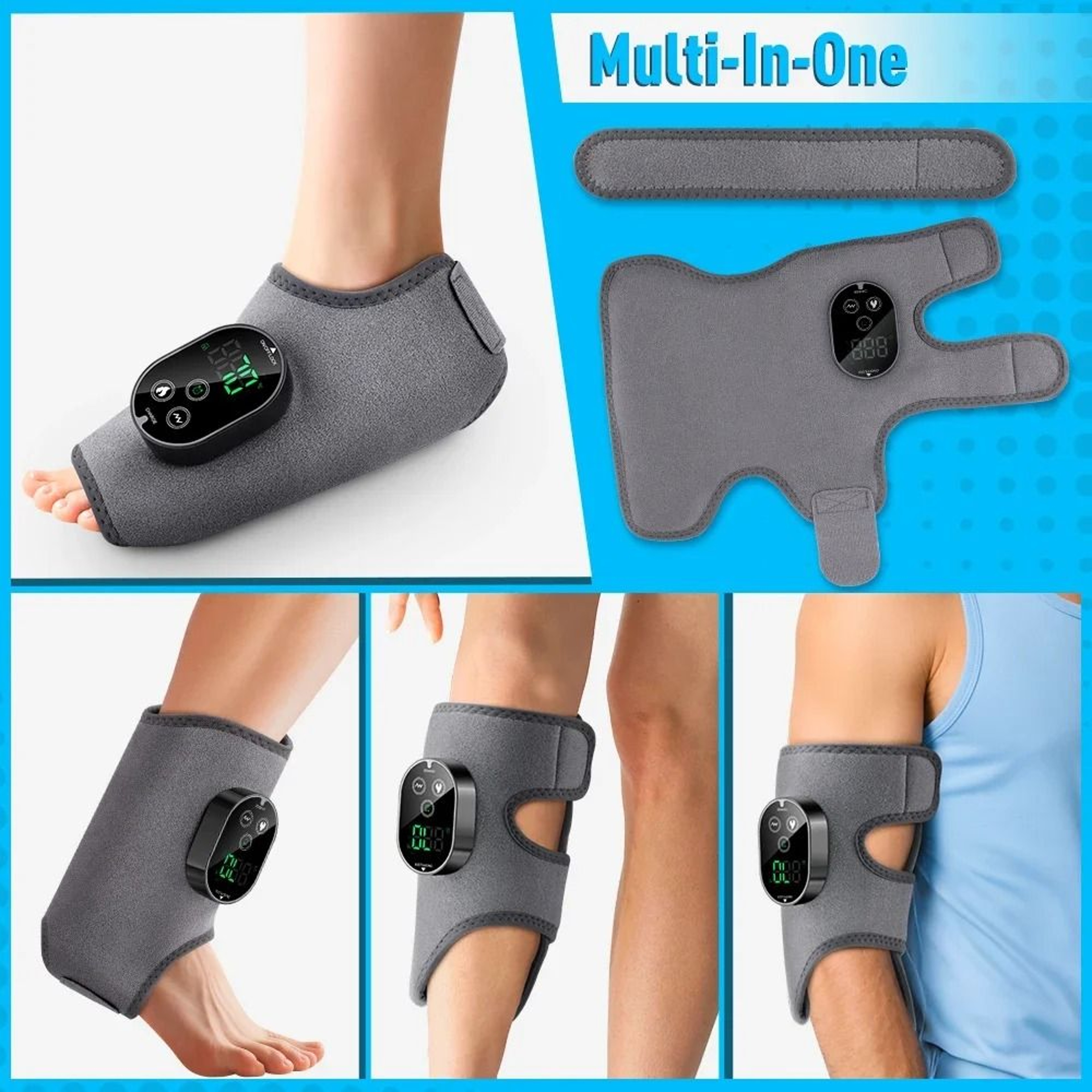 Heated Vibration Ankle Foot Massager Pad With 3 Speed Levels And Adjustable Strap 5