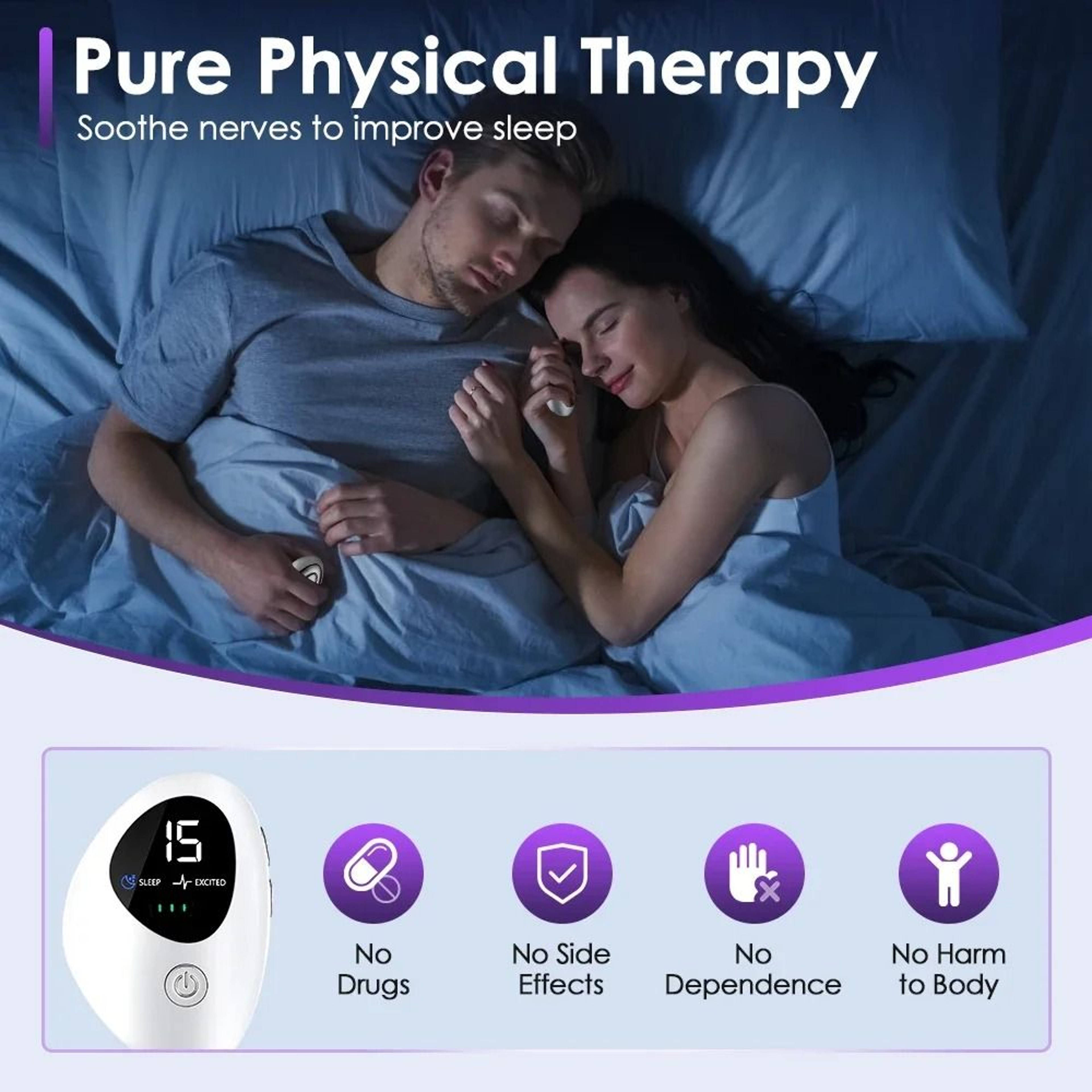 Microcurrent EMS Sleep Aid Device And Palm Pulse Massager For Insomnia Stress And Anxiety Relief 3