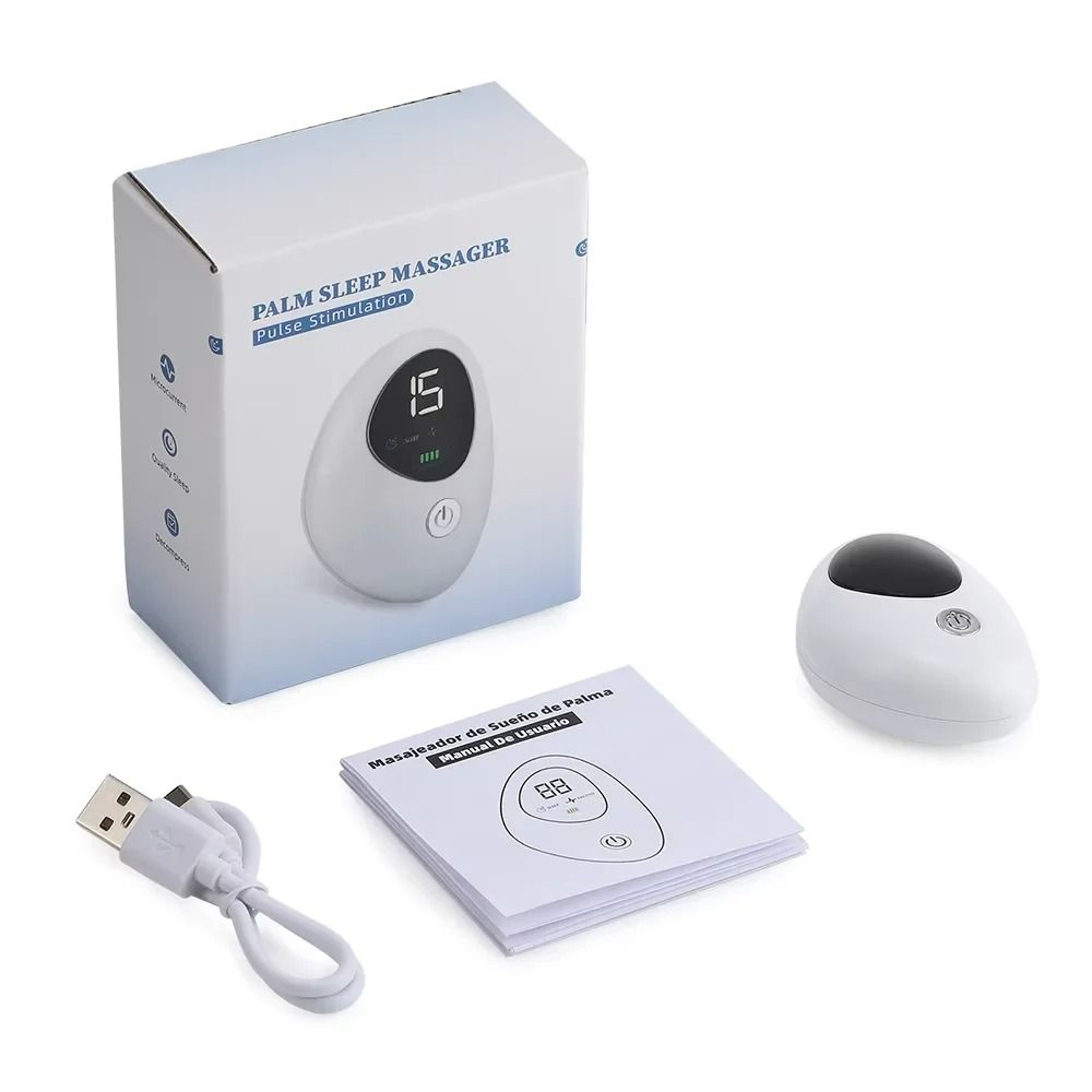 Microcurrent EMS Sleep Aid Device And Palm Pulse Massager For Insomnia Stress And Anxiety Relief 6