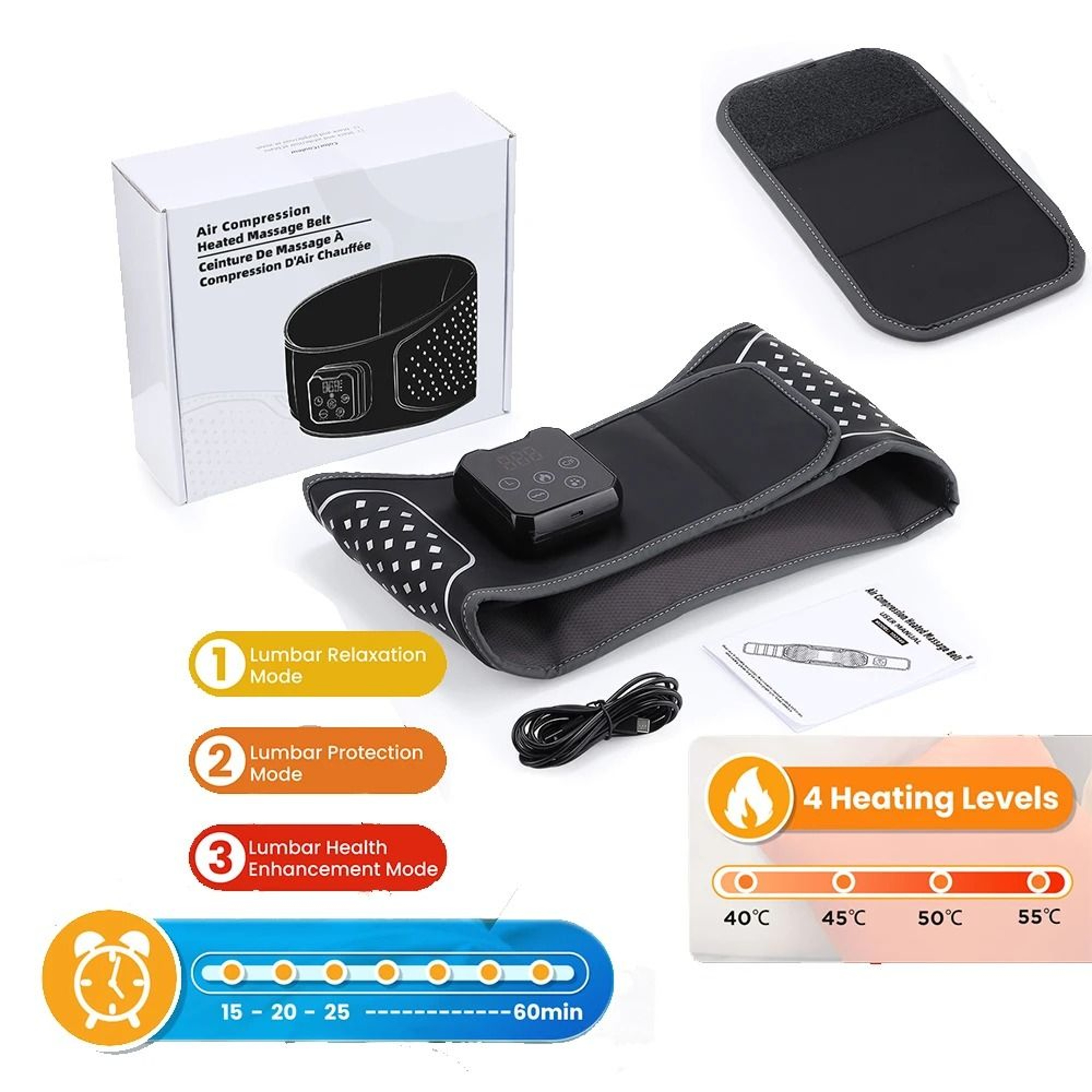 Cordless Heated Massage Pad Red Light Waist Belt With 102 Light Beads For Back Relief 9