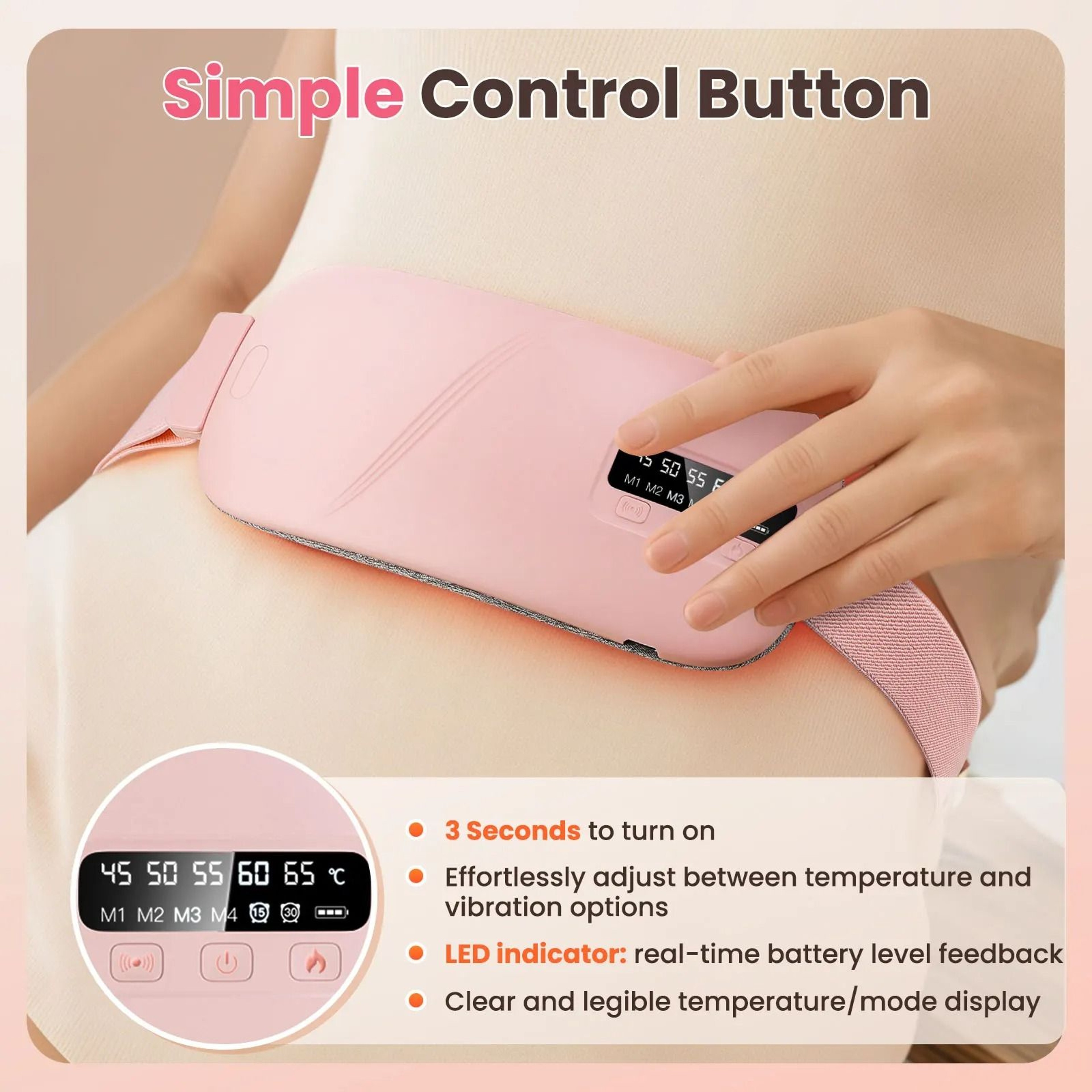 Electric Menstrual Heating Pad Period Cramp Massager Belt USB Rechargeable Abdominal Warmer 5