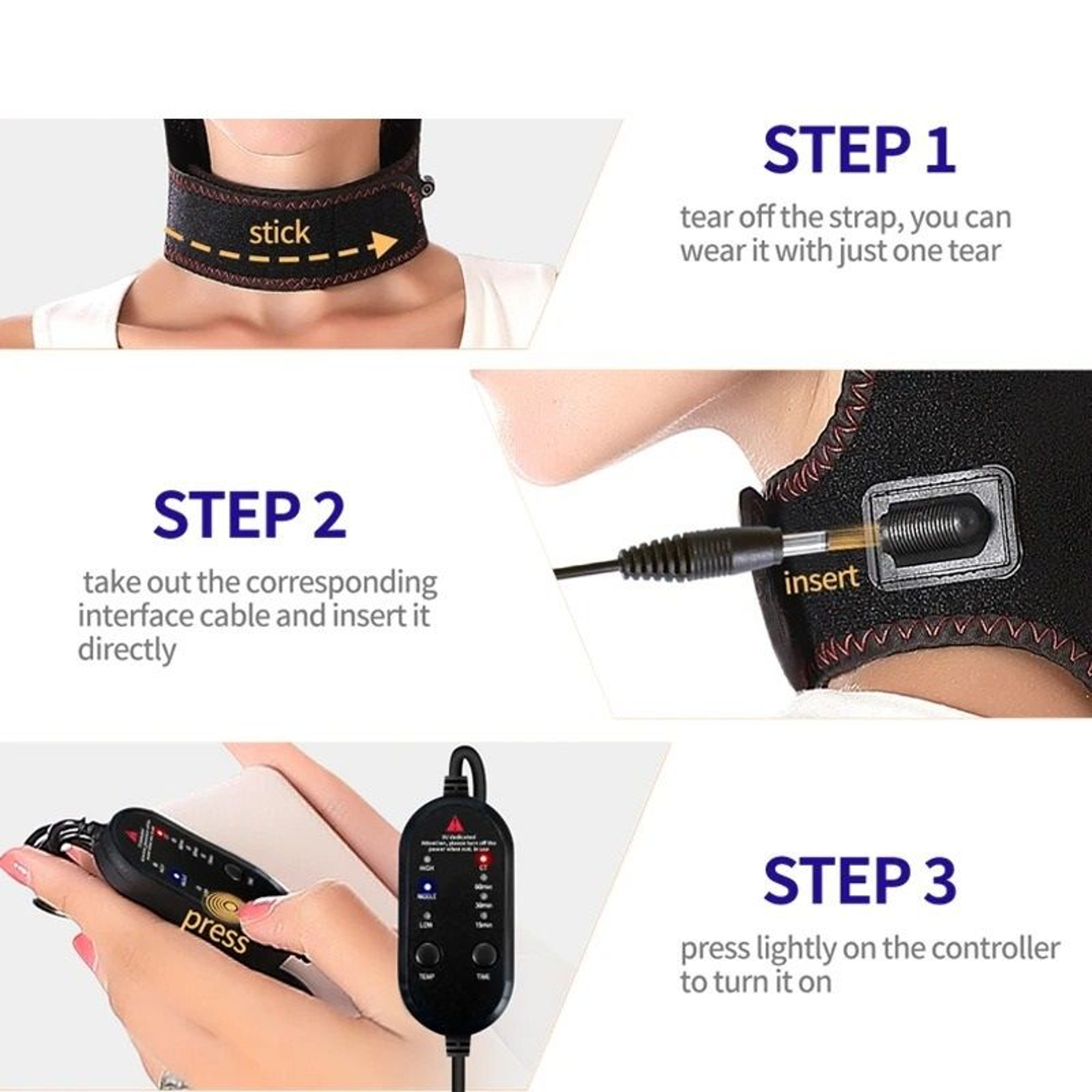 Electric Heated Neck Brace Massager Belt  3 Adjustable Temperature Levels  Soothing Vibration Suppo 2
