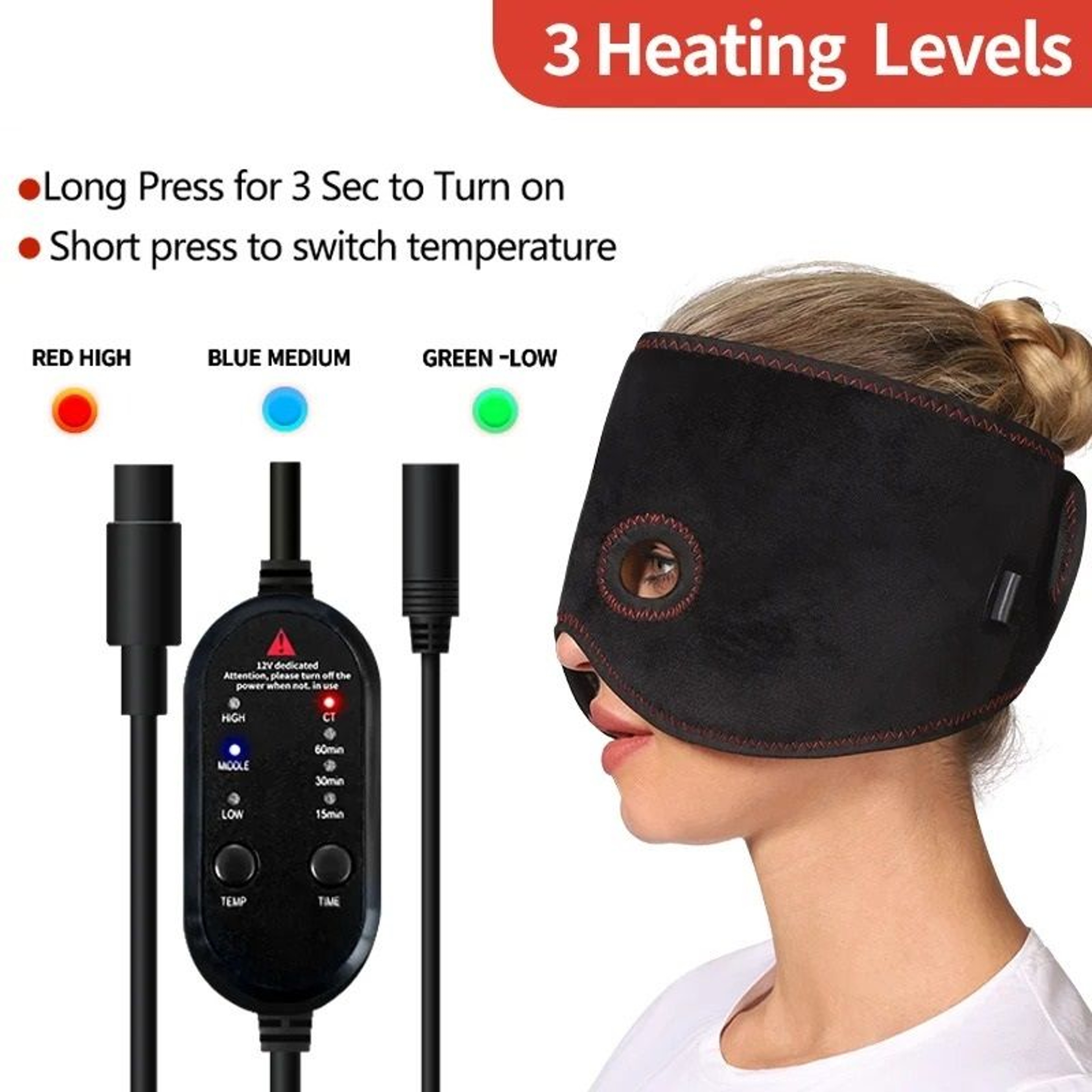 Electric Heating HalfFace Mask  3 Adjustable Temperature Levels  Facial Muscle Relaxation Device Fo 2