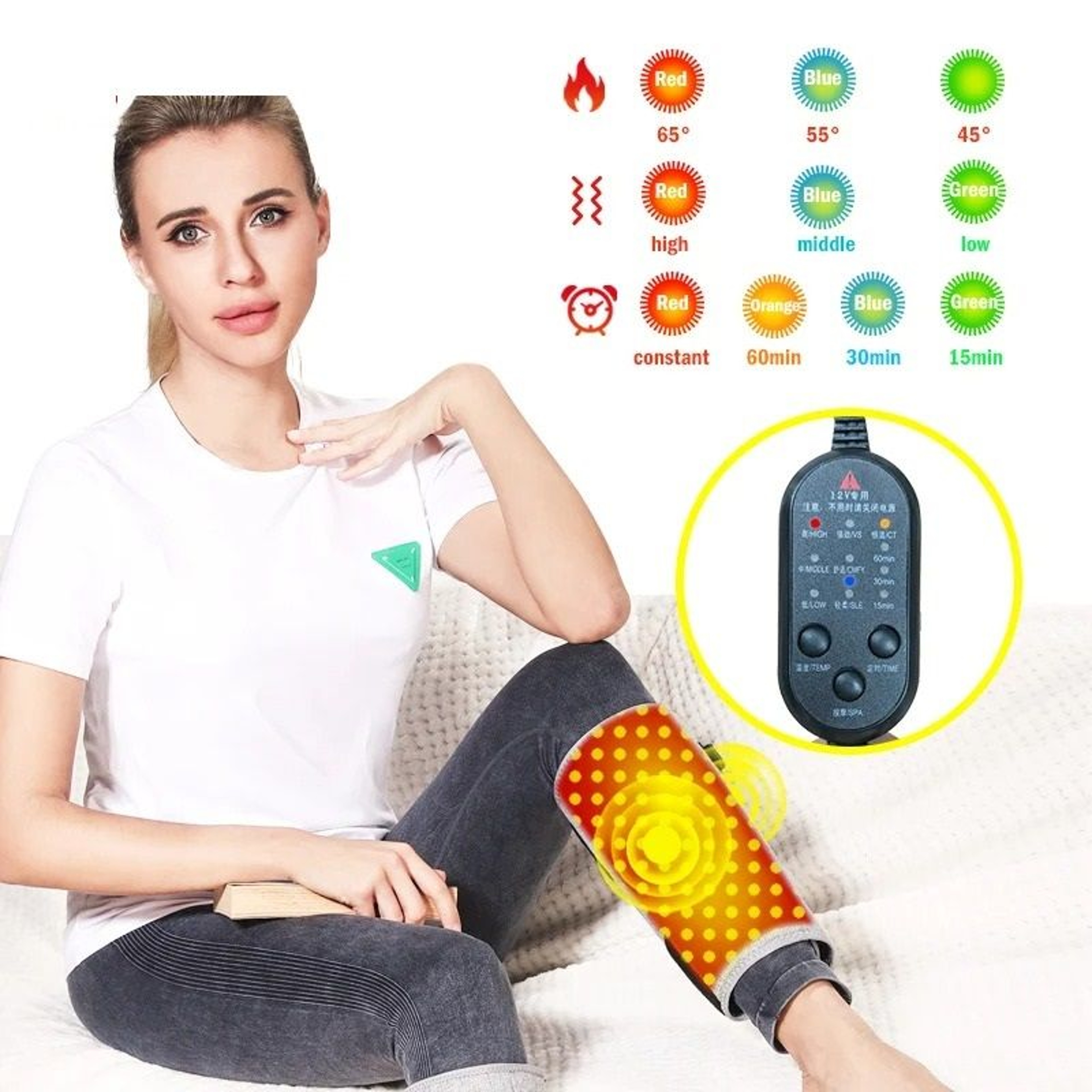 Red Light Electric Heating Calf Support Brace  3Speed Vibration Massager  Thermal Leg Wrap For Musc 3