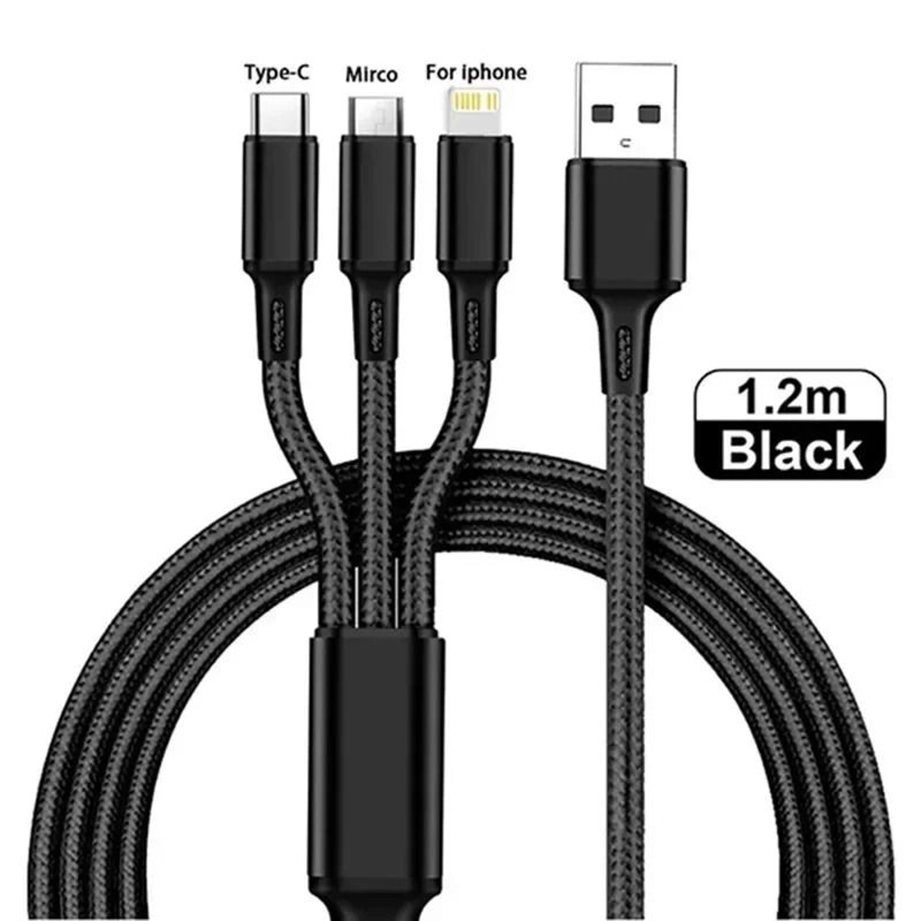 3 In 1 Universal Multi USB Fast Charging Cable 1 Or 3 Pack 8