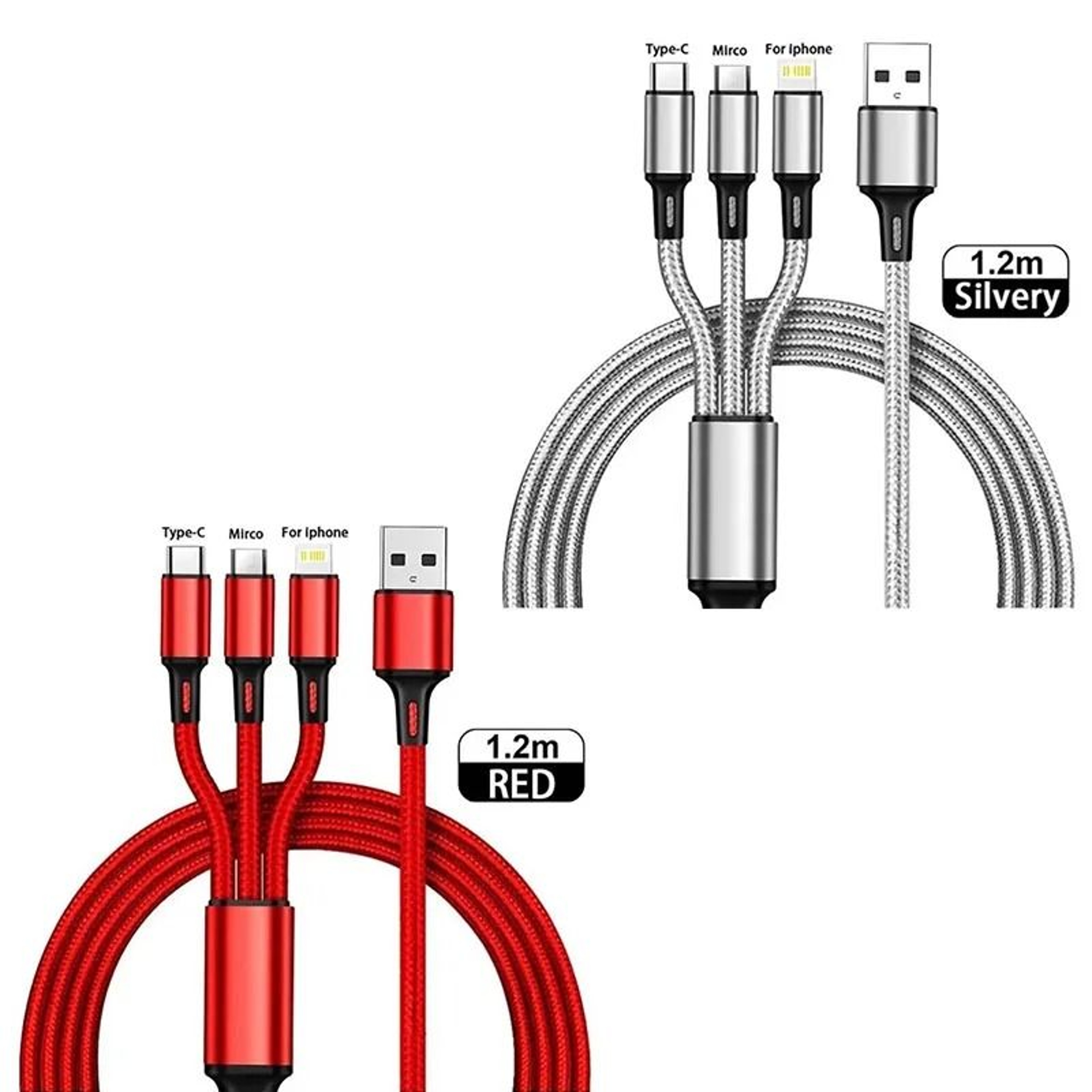 3 In 1 Universal Multi USB Fast Charging Cable 1 Or 3 Pack 16