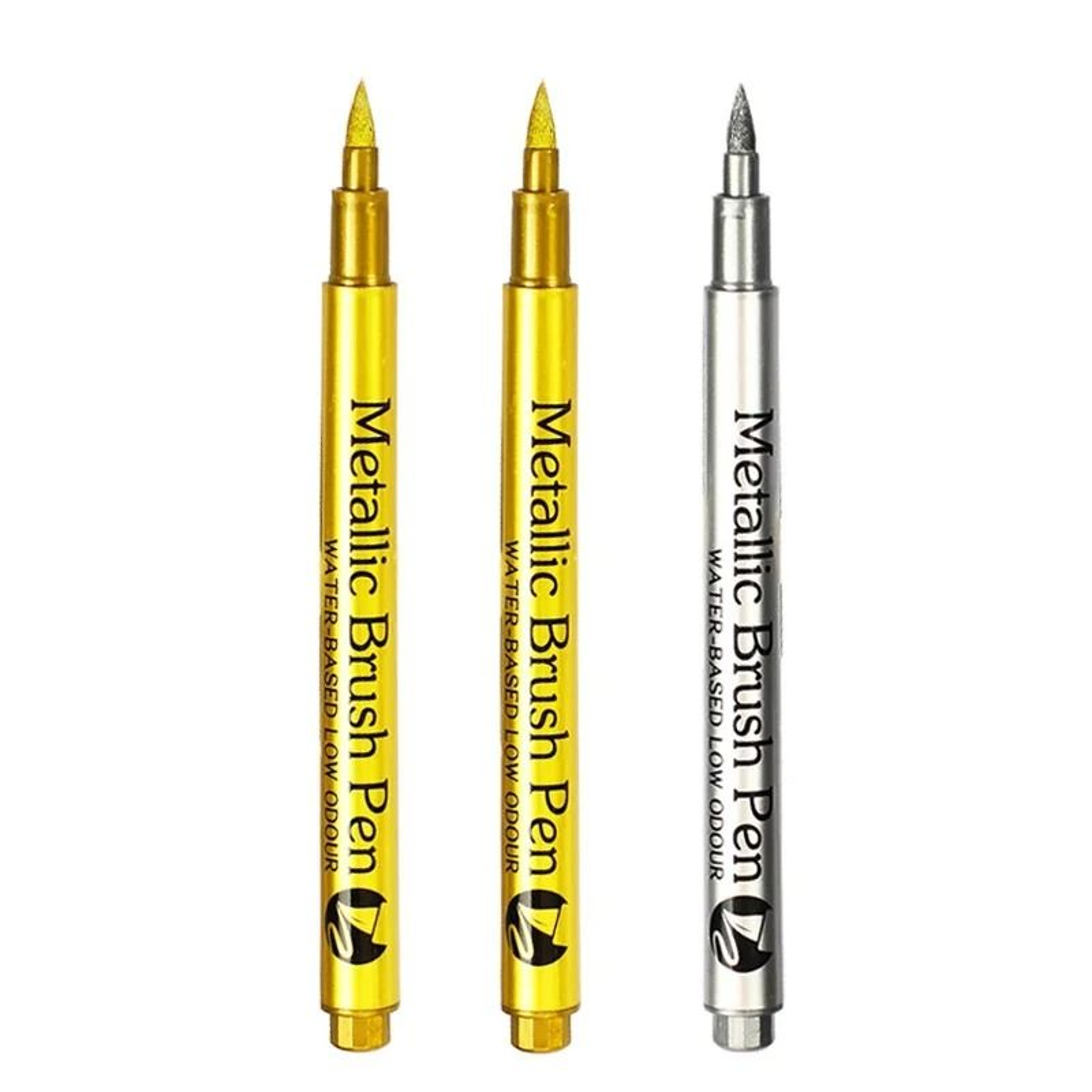 Metallic Brush Marker Pens Set In Gold And Silver 1 2 3 Or 4 Pcs 10
