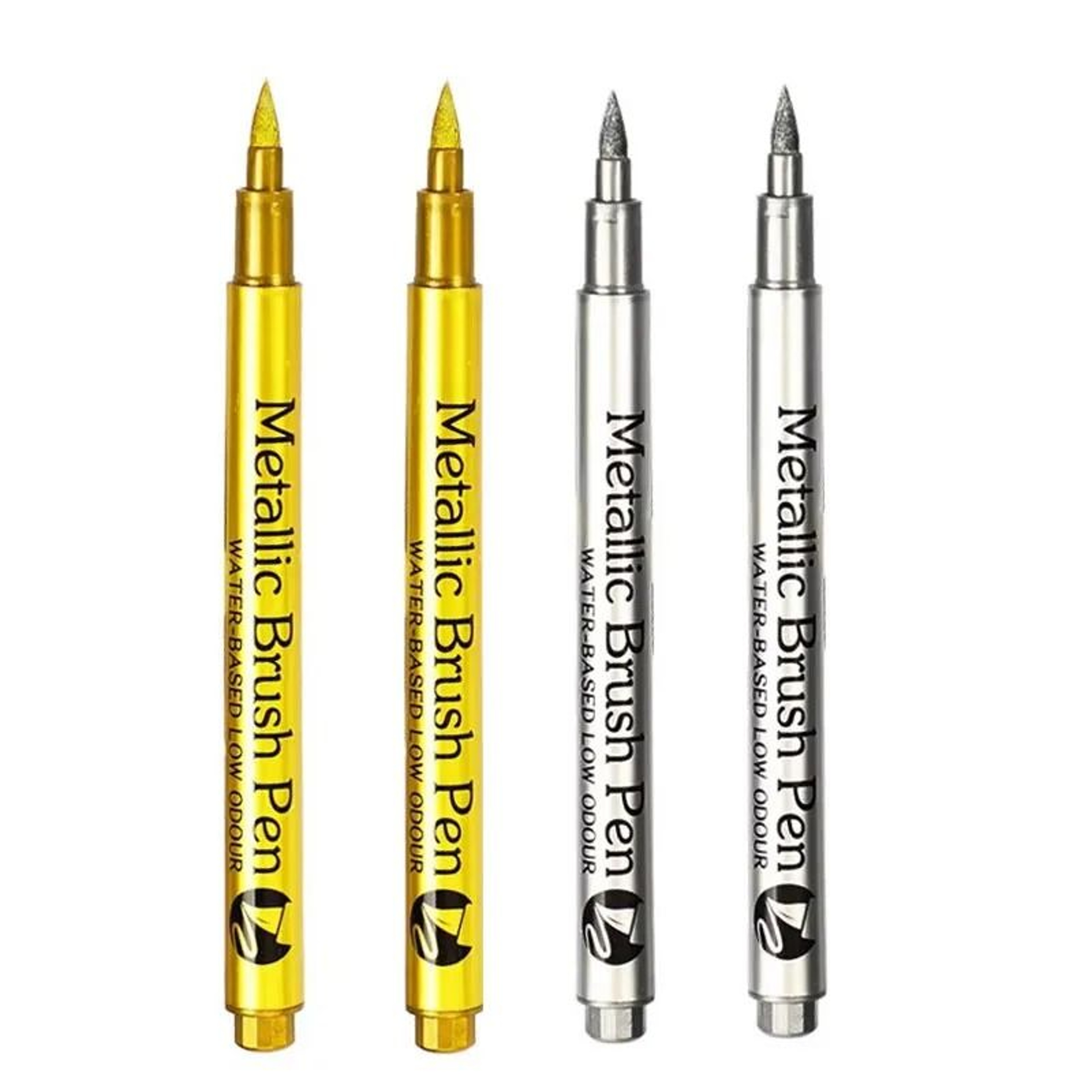 Metallic Brush Marker Pens Set In Gold And Silver 1 2 3 Or 4 Pcs 15
