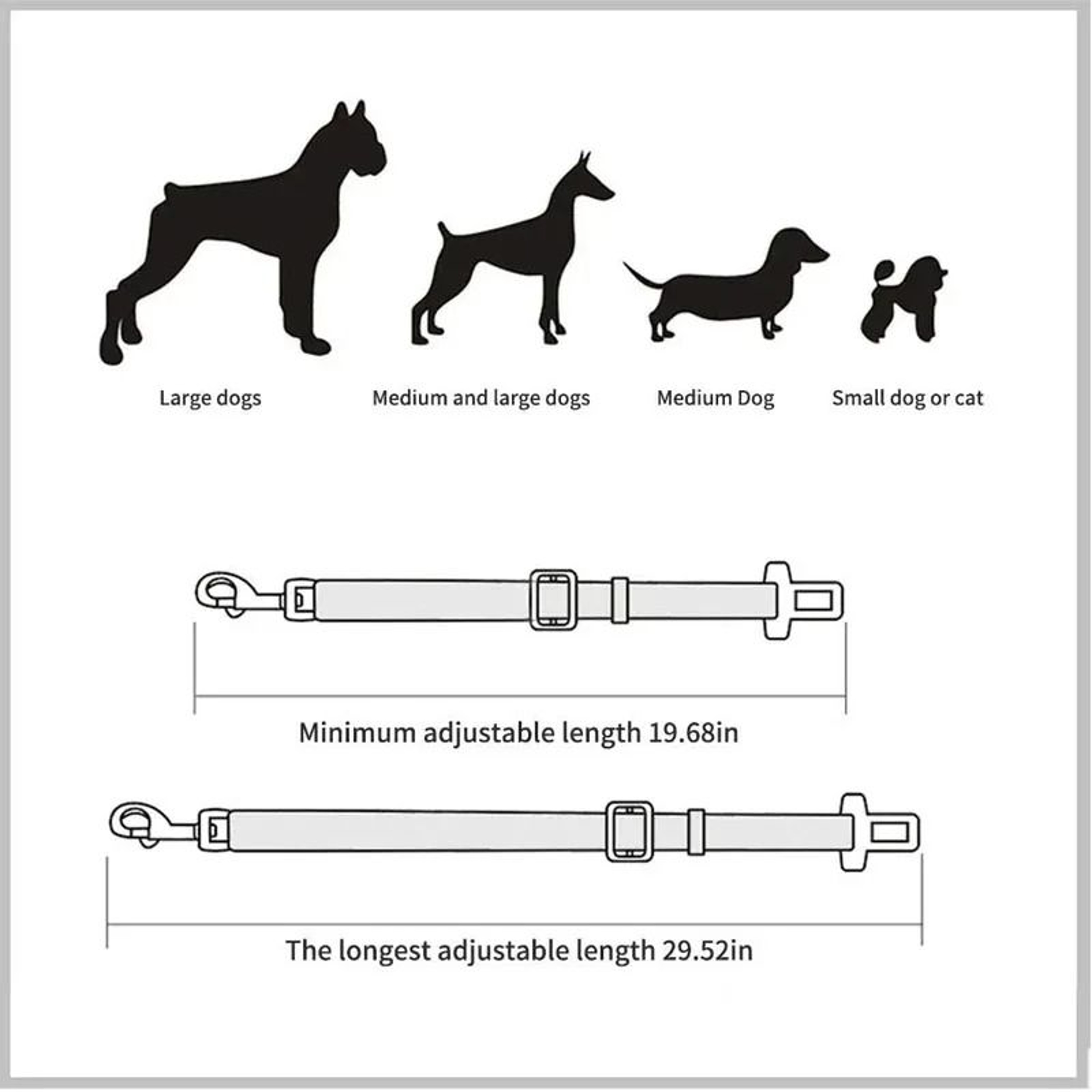 Universal Adjustable Car Safety Seatbelt Tether For Dogs And Cats 5