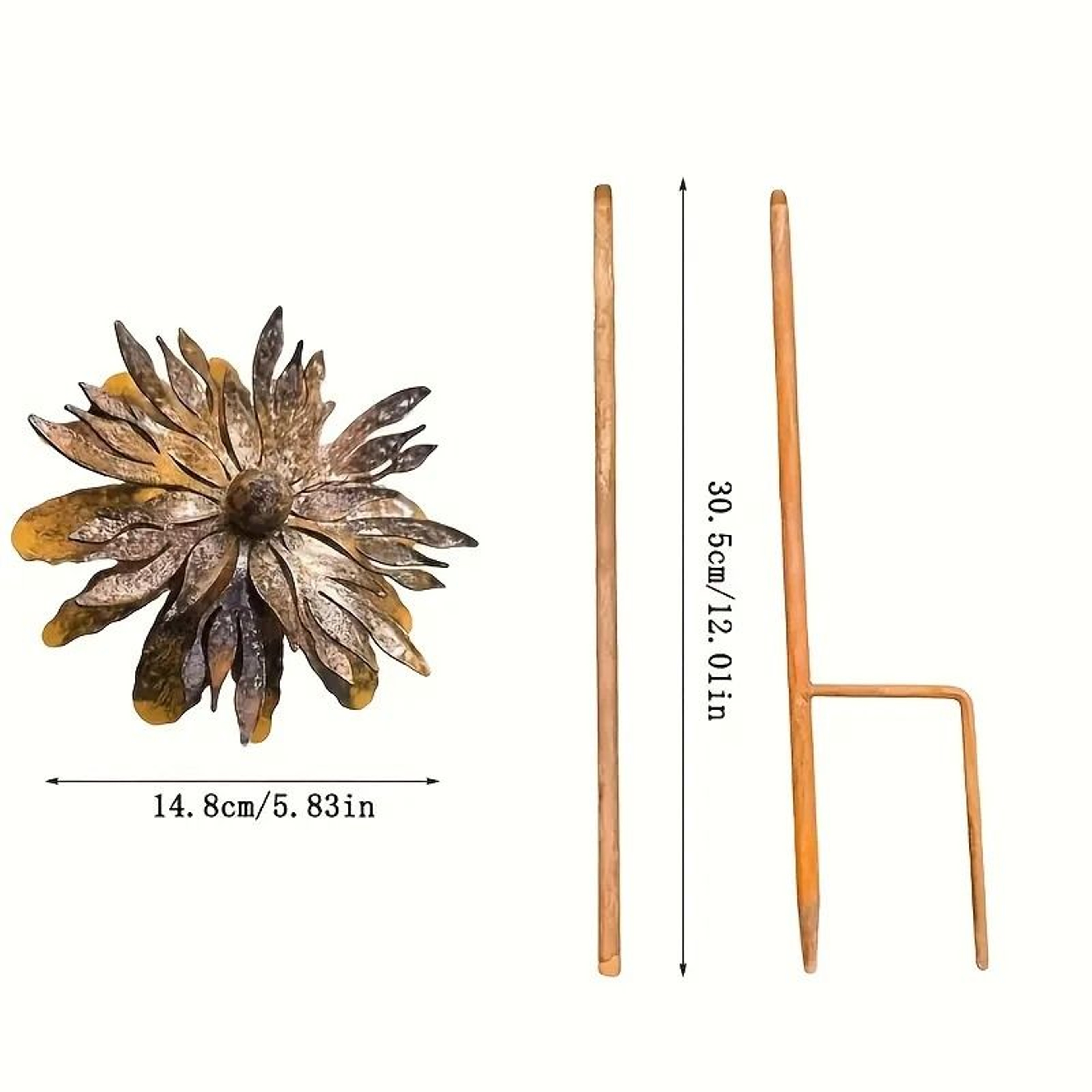 Rustic Metal Daisy Garden Stake With Vintage Rust Finish Outdoor Lawn  Patio Decor 4
